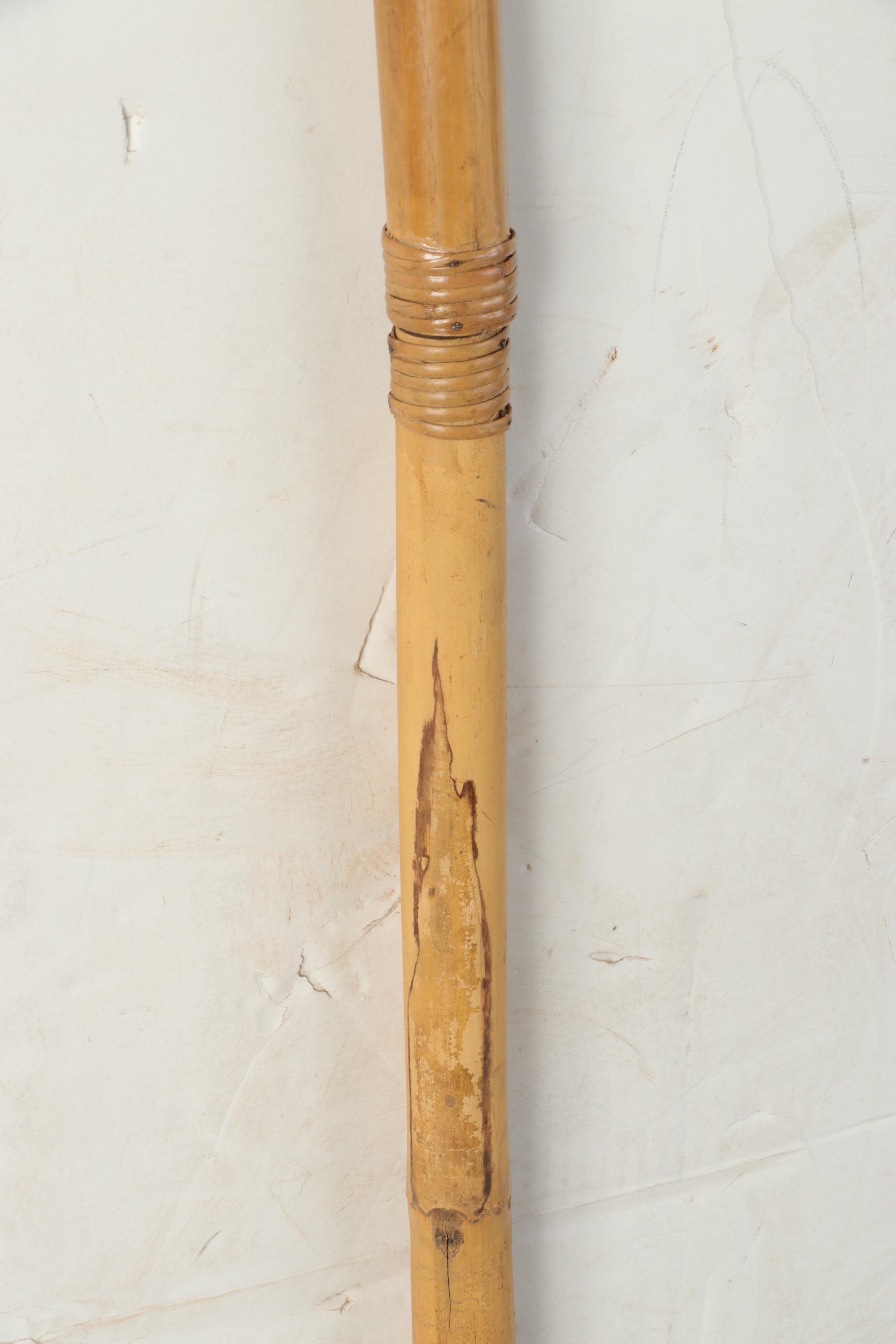 Bamboo, Wood and White Fabric Outdoor Umbrella