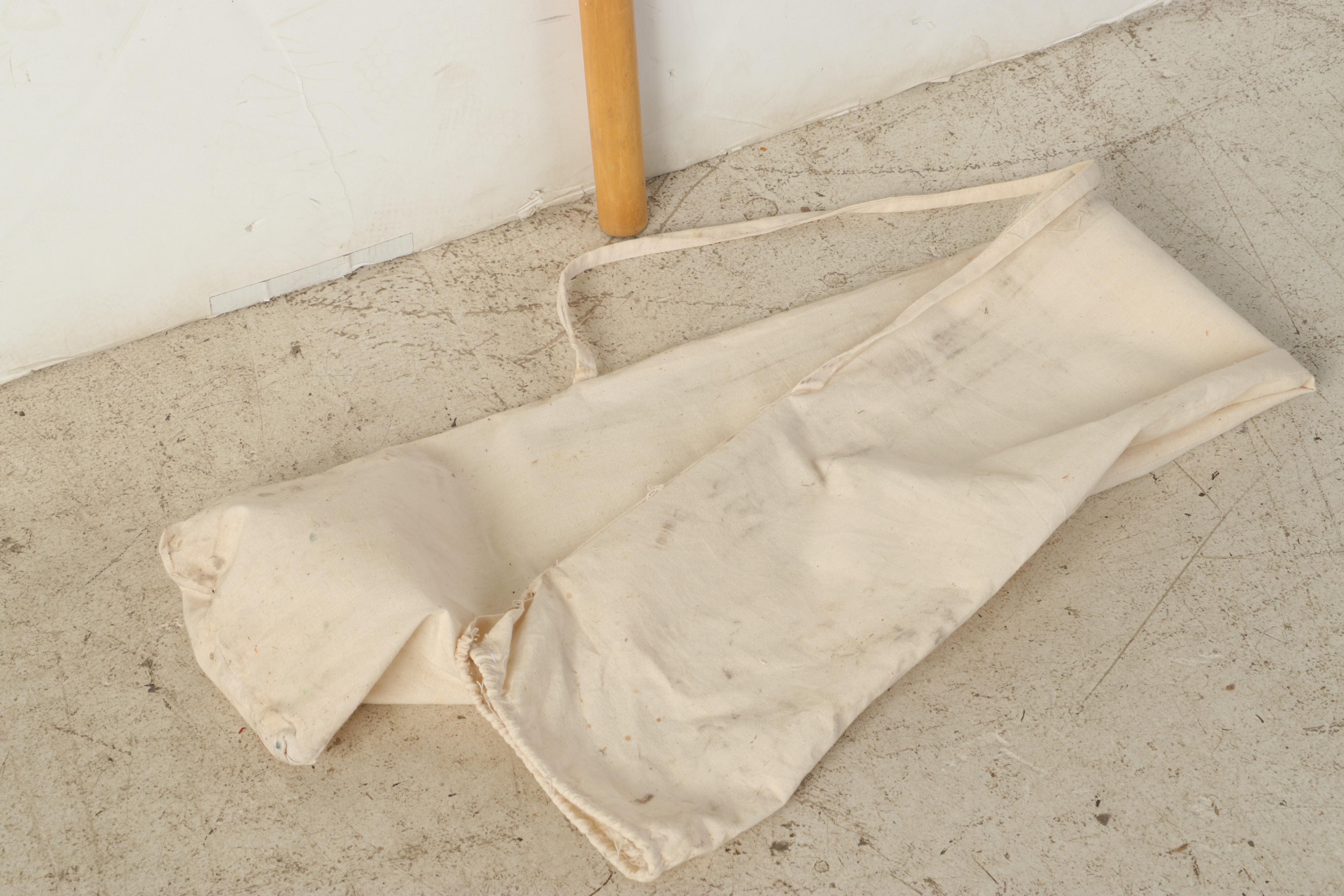 Bamboo, Wood and White Fabric Outdoor Umbrella