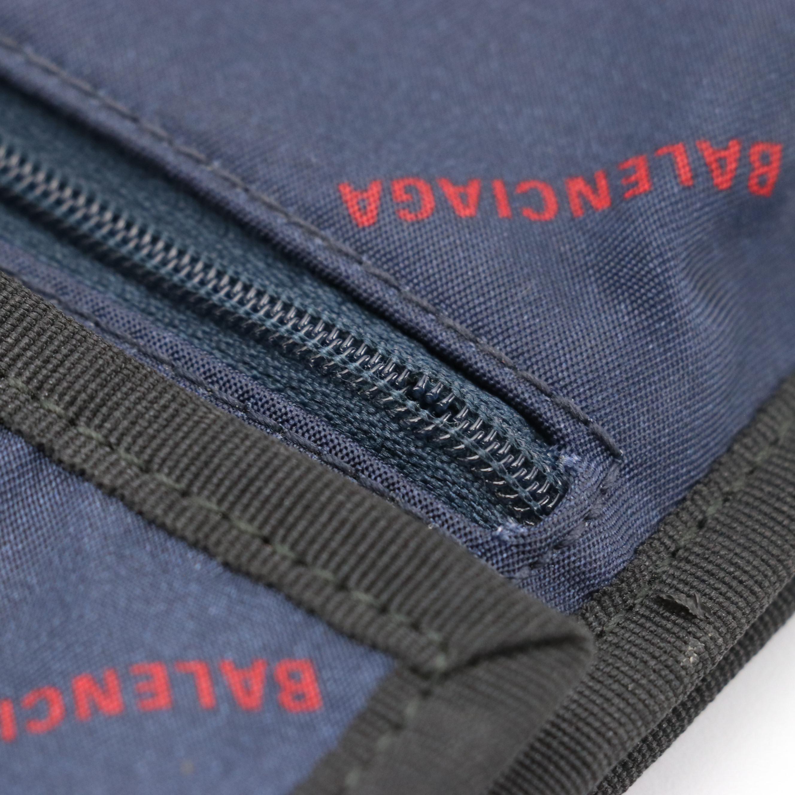 Balenciaga Explorer Crossbody Pouch in Navy Blue/Red Logo Print Nylon