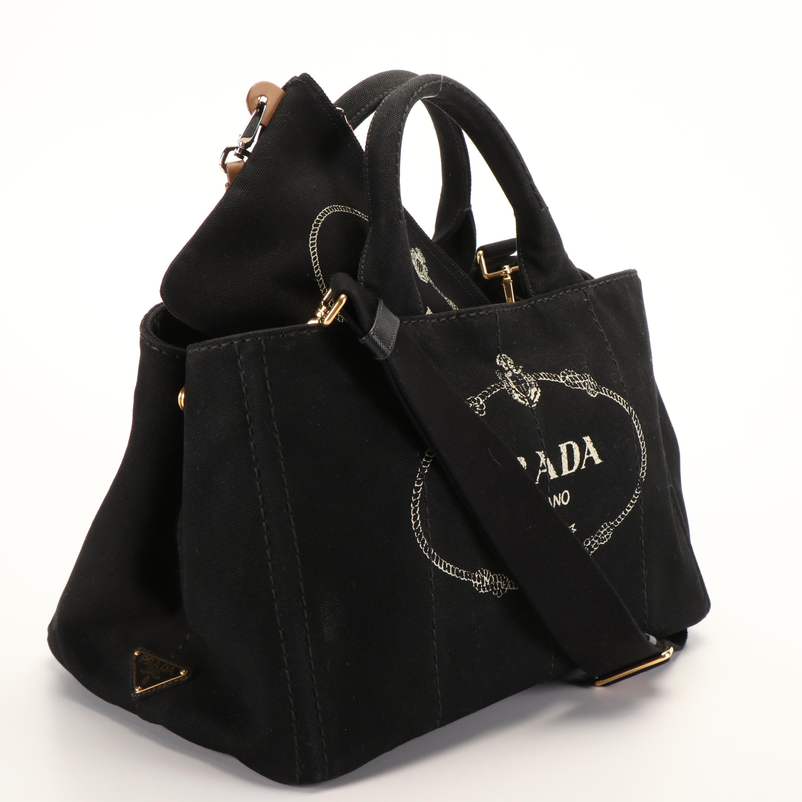 Prada 2Way Canapa Tote in Black Canvas