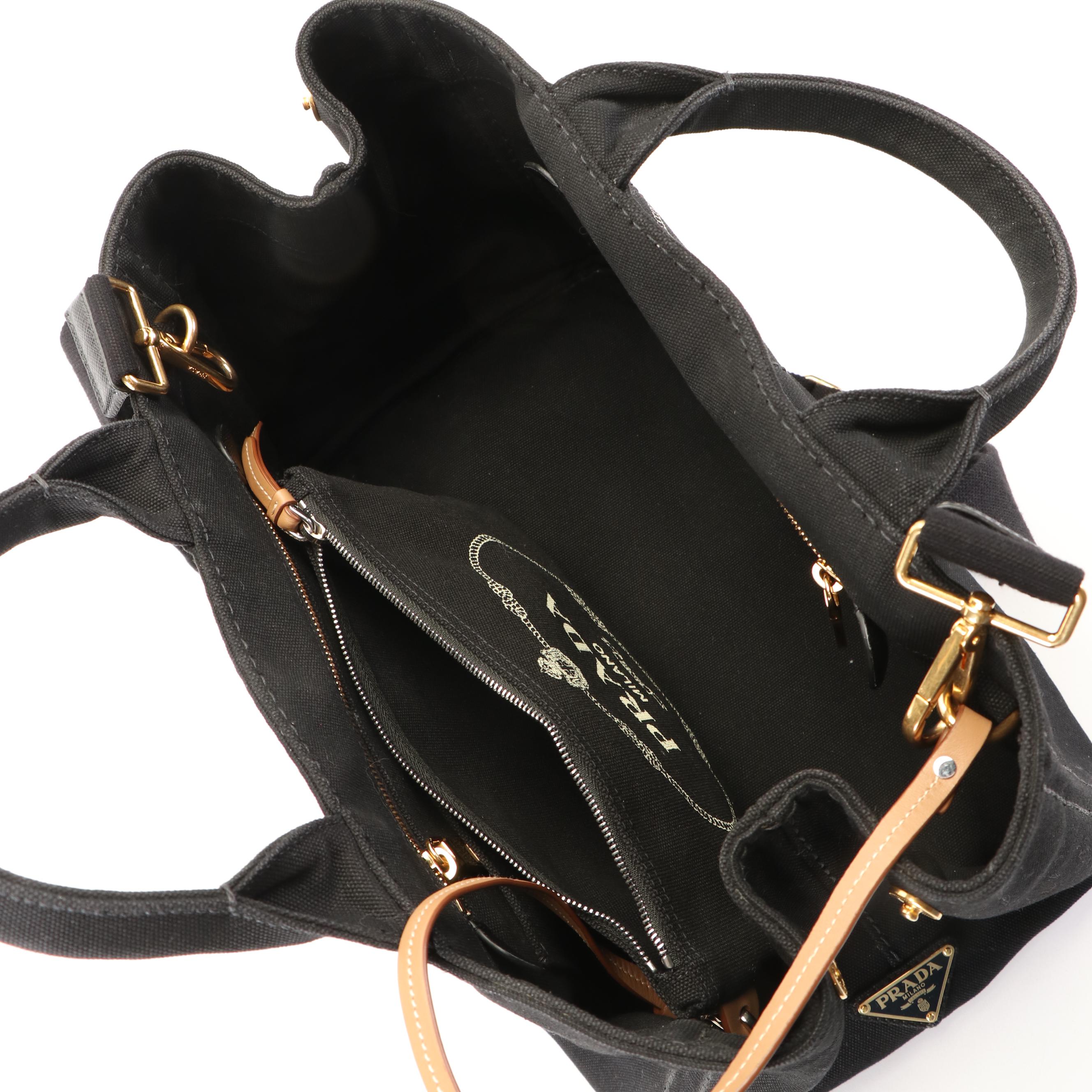 Prada 2Way Canapa Tote in Black Canvas