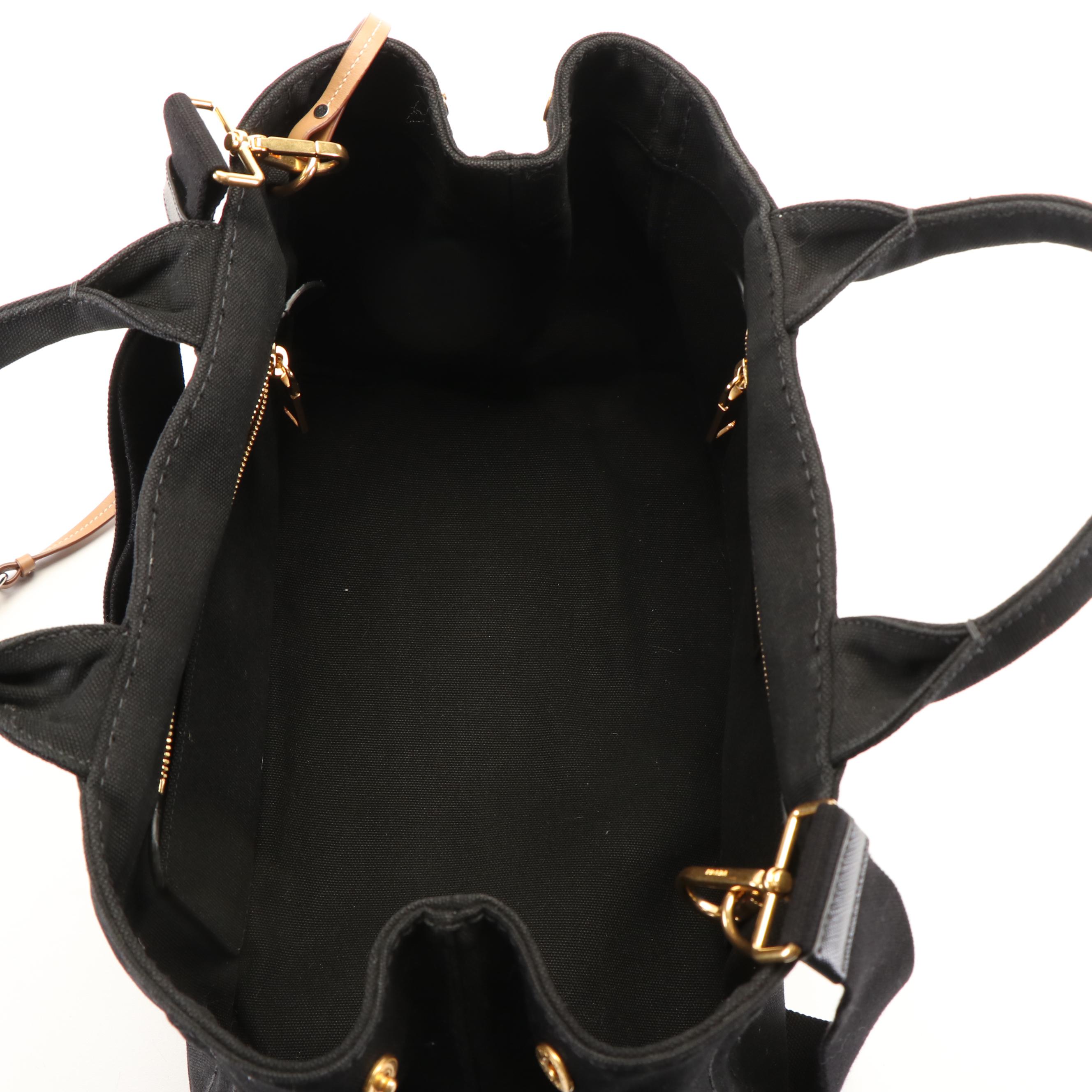 Prada 2Way Canapa Tote in Black Canvas