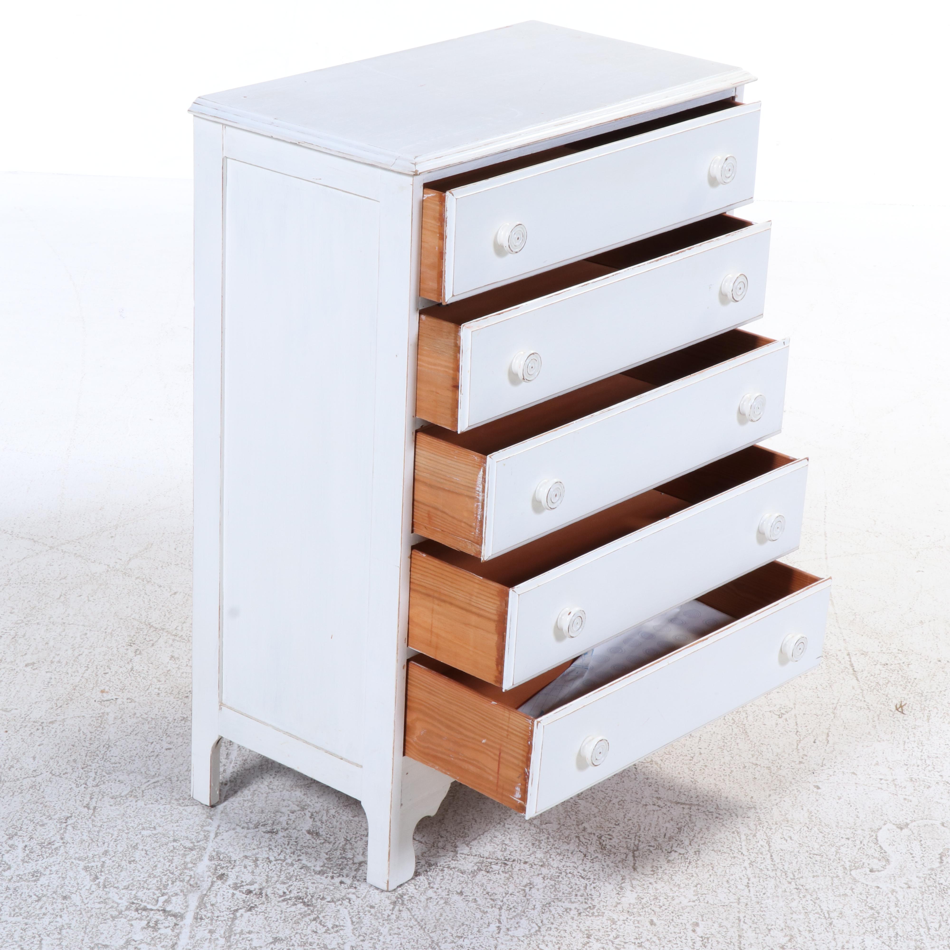 Painted Wood Chest of Drawers, Desk and Side Table, Mid-20th Century