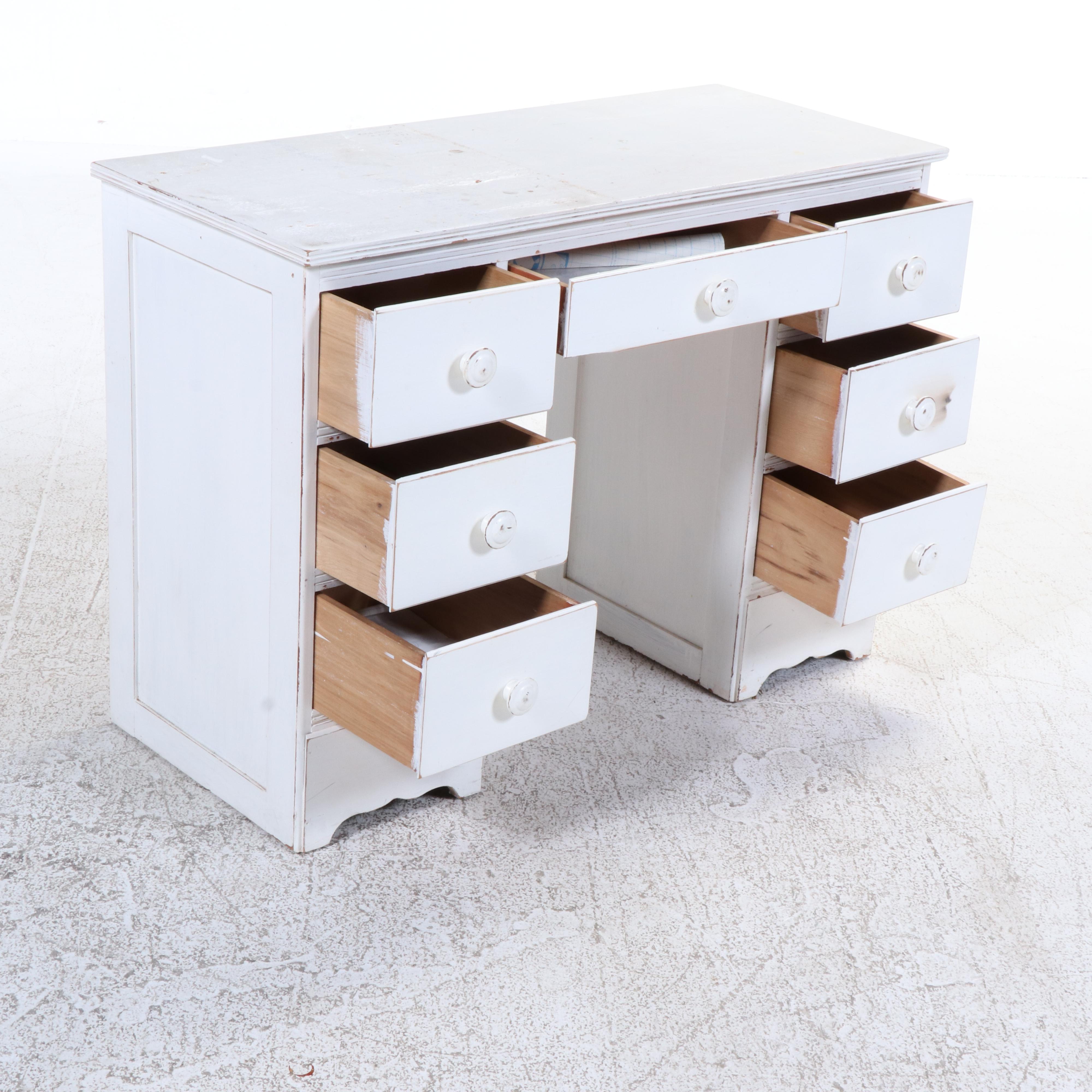 Painted Wood Chest of Drawers, Desk and Side Table, Mid-20th Century