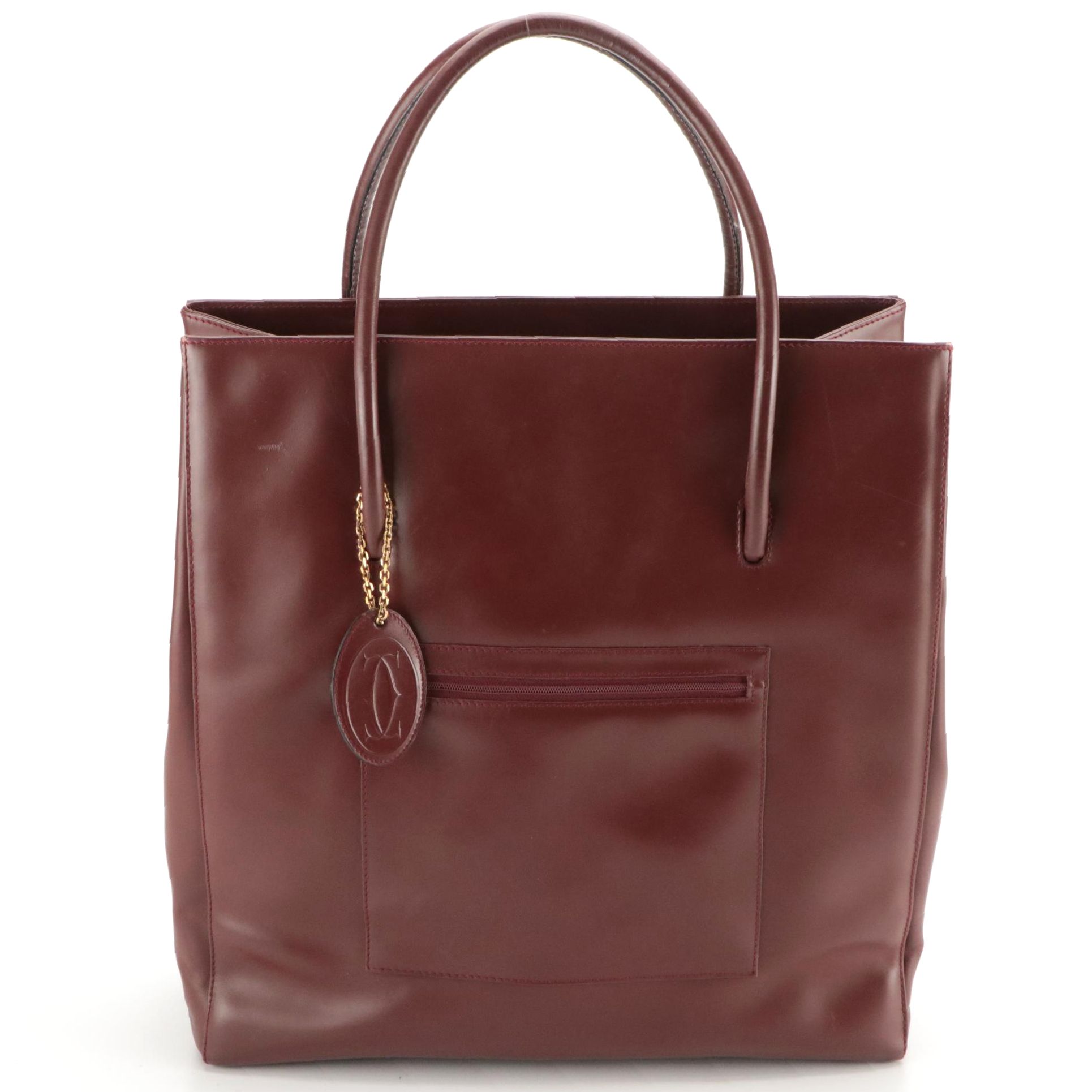 Cartier Les Must de Cartier Tall Tote in Burgundy Calfskin Leather