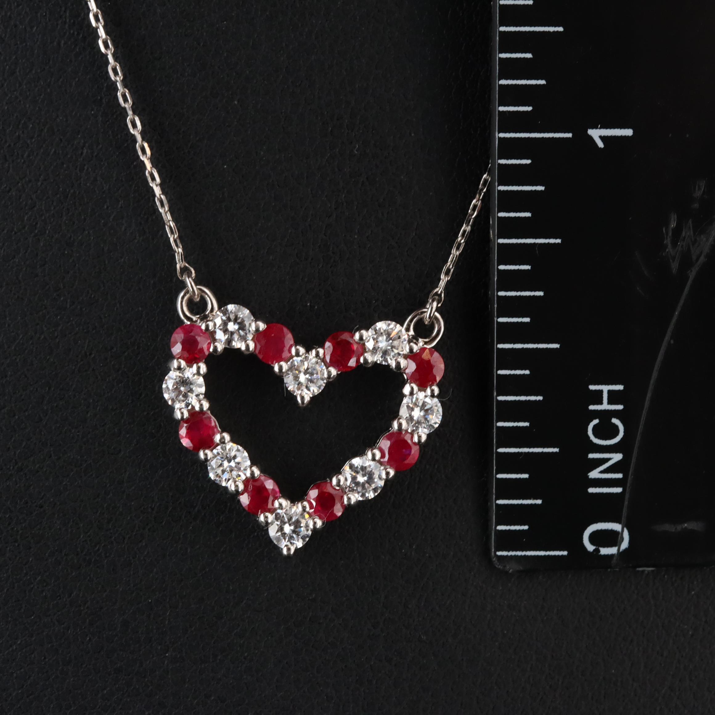 14K 0.53 CTW Lab Grown Diamond and Ruby Heart Necklace