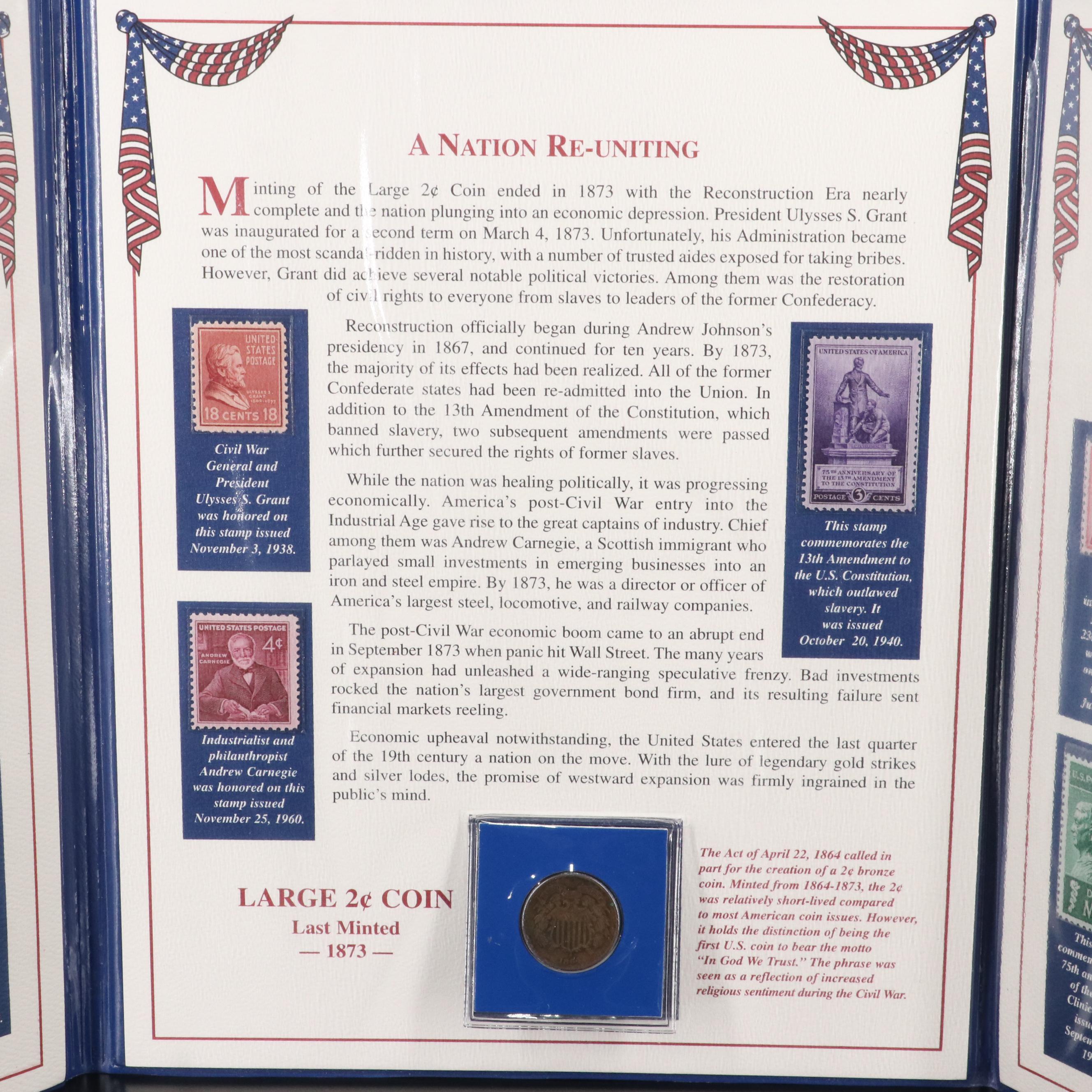 "Nineteenth Century American Coins" Coin and Stamp Set