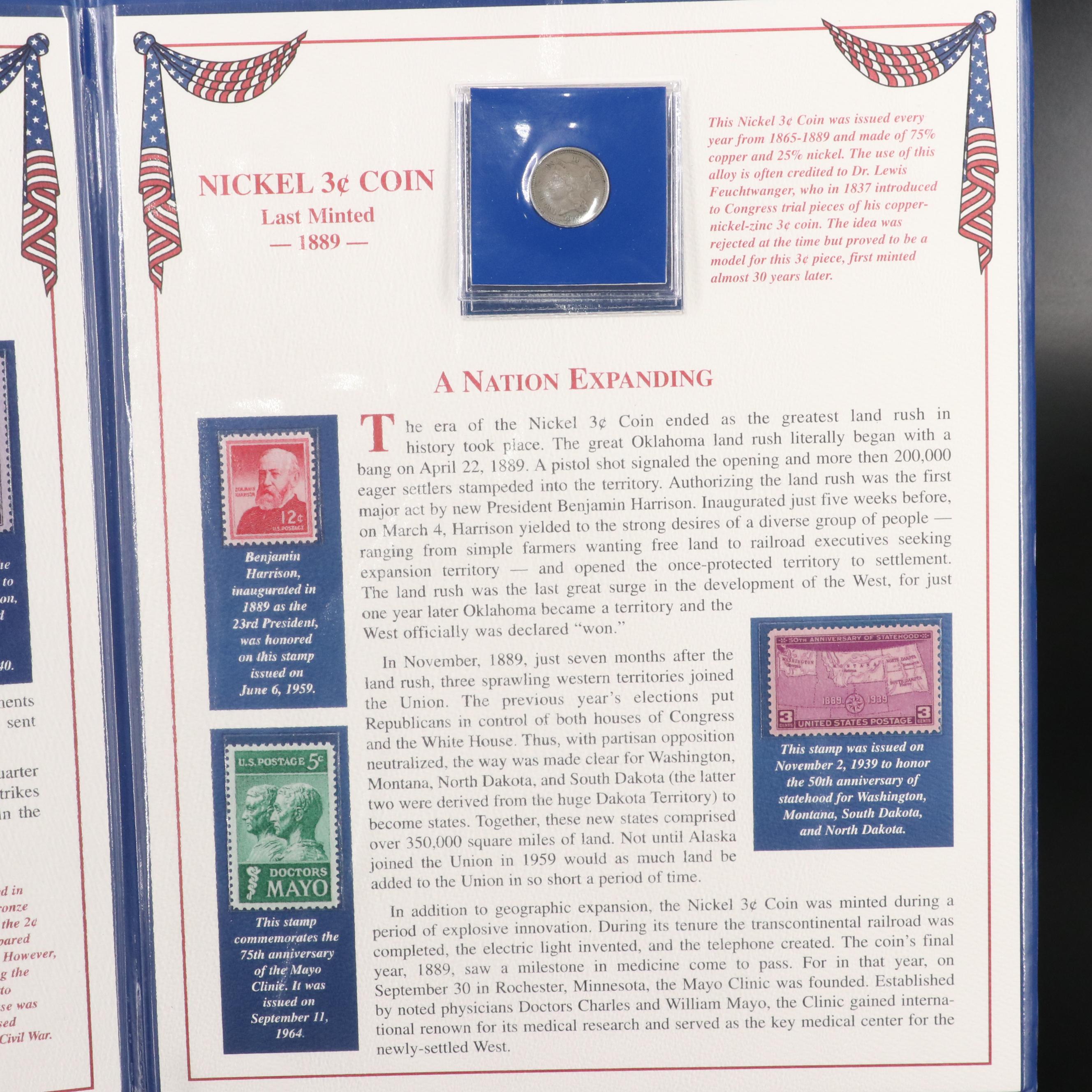 "Nineteenth Century American Coins" Coin and Stamp Set