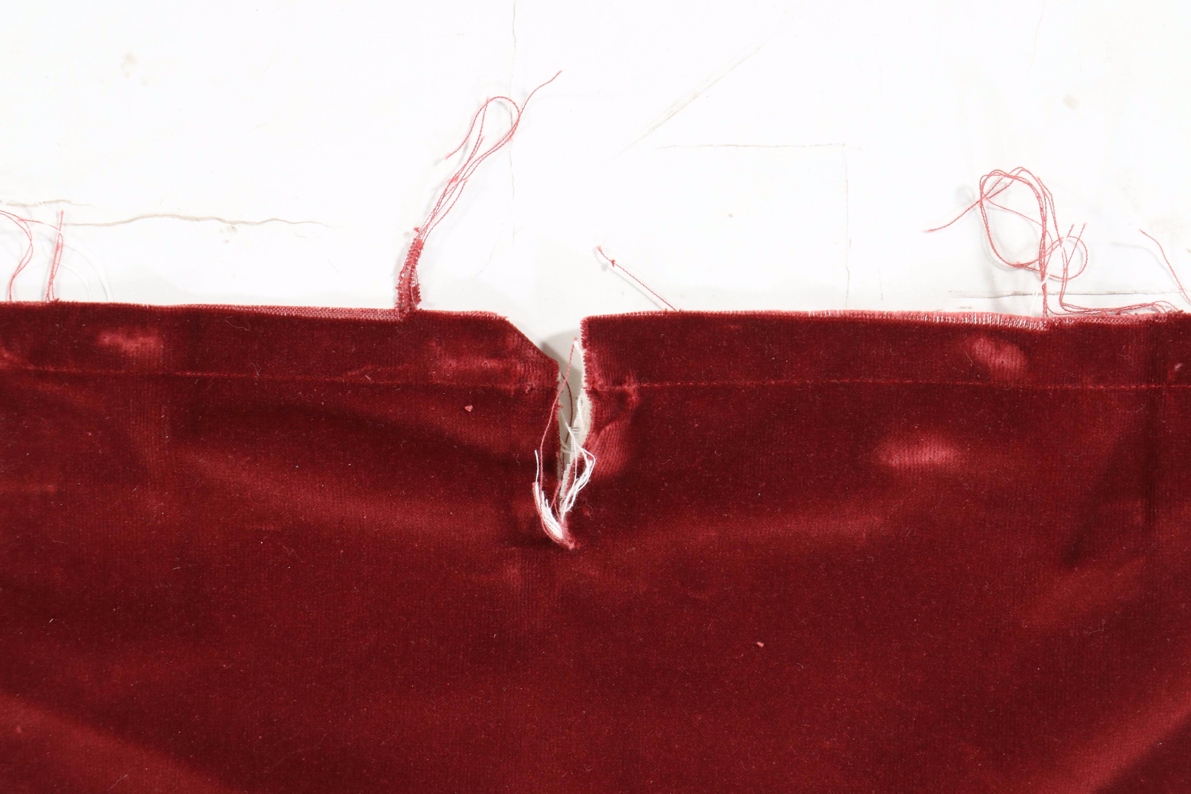 Custom-Made Red Velvet Curtain Panels, Tiebacks, and Valance