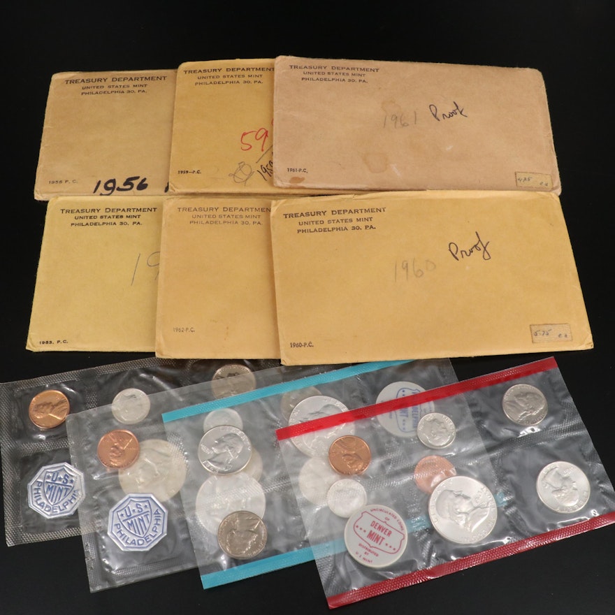 Collection of 7 Different Classic Silver Proof Sets and a 1963 Silver Mint Set