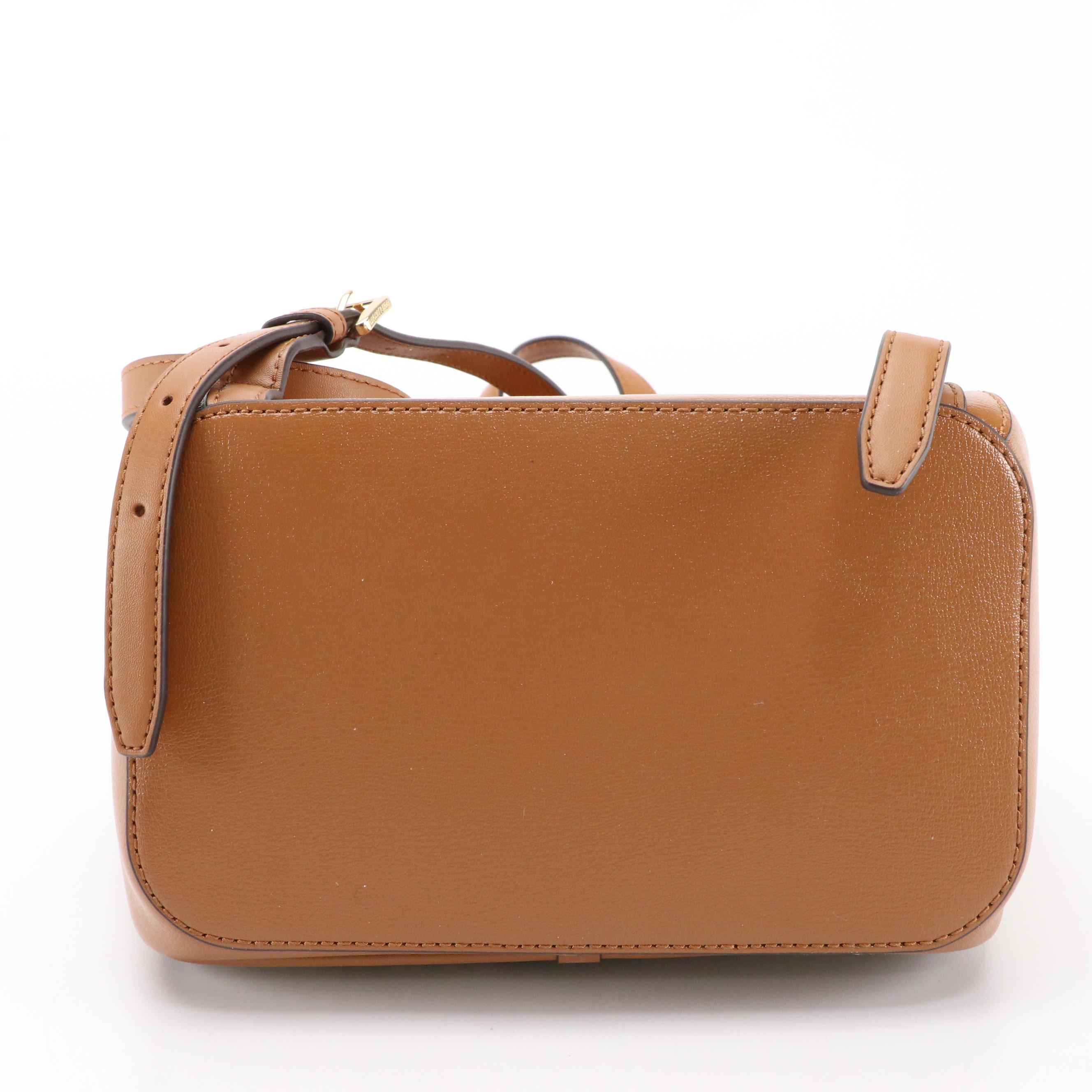 Michael Kors Medium Cheryl Backpack in Vanilla Coated Canvas & Acorn Leather