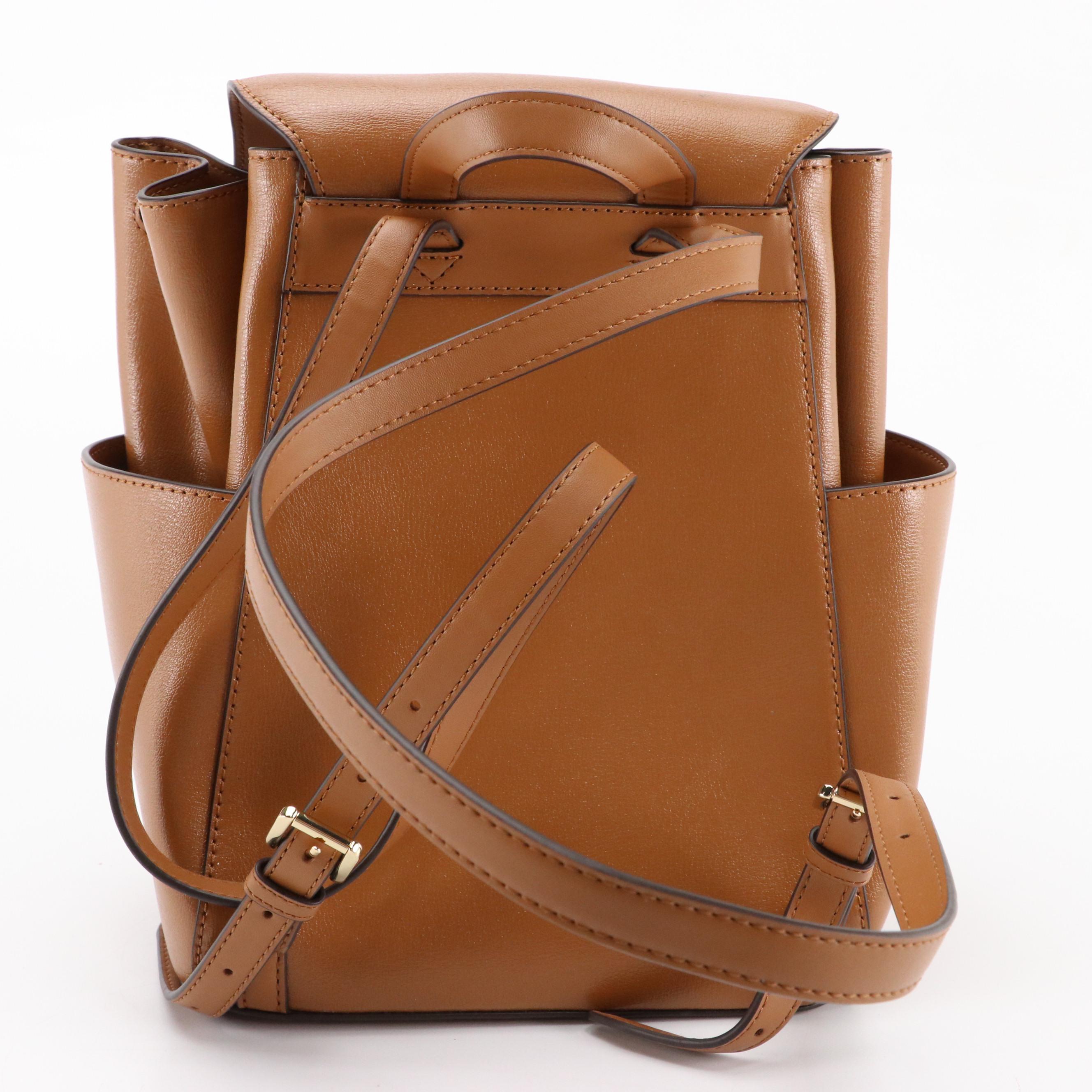 Michael Kors Medium Cheryl Backpack in Vanilla Coated Canvas & Acorn Leather