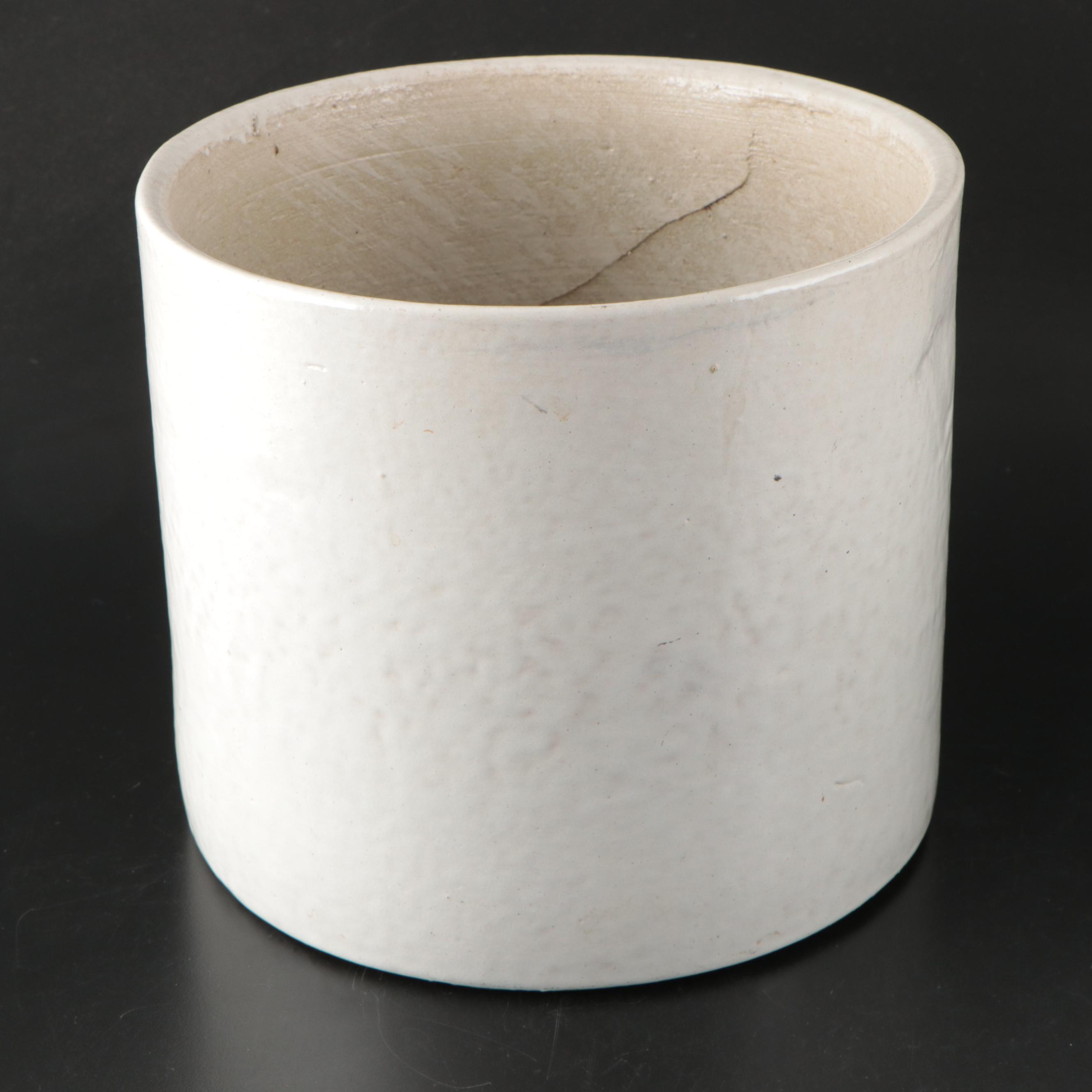 Salt Glazed Stoneware Crock with Ceramic and Plastic Planters