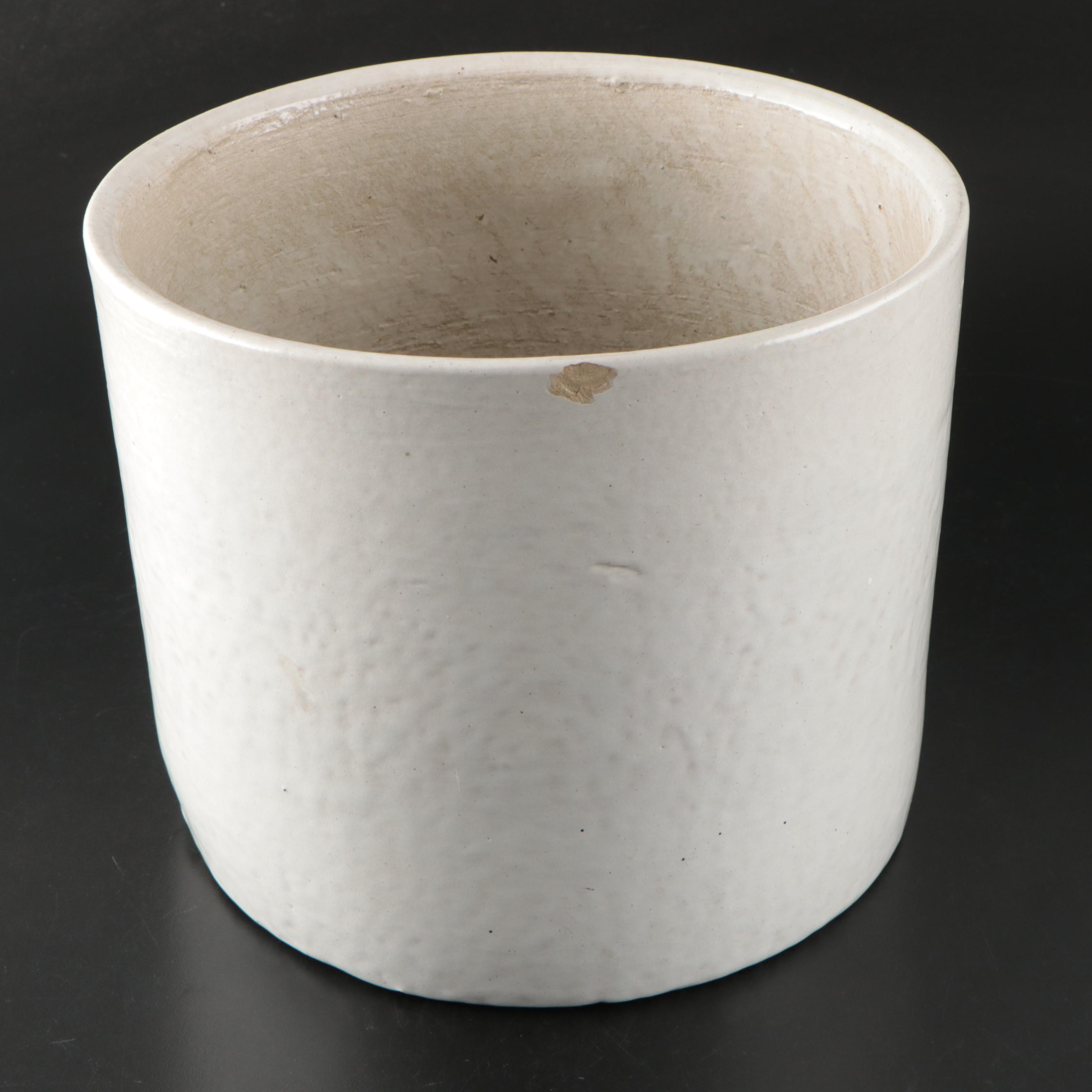 Salt Glazed Stoneware Crock with Ceramic and Plastic Planters