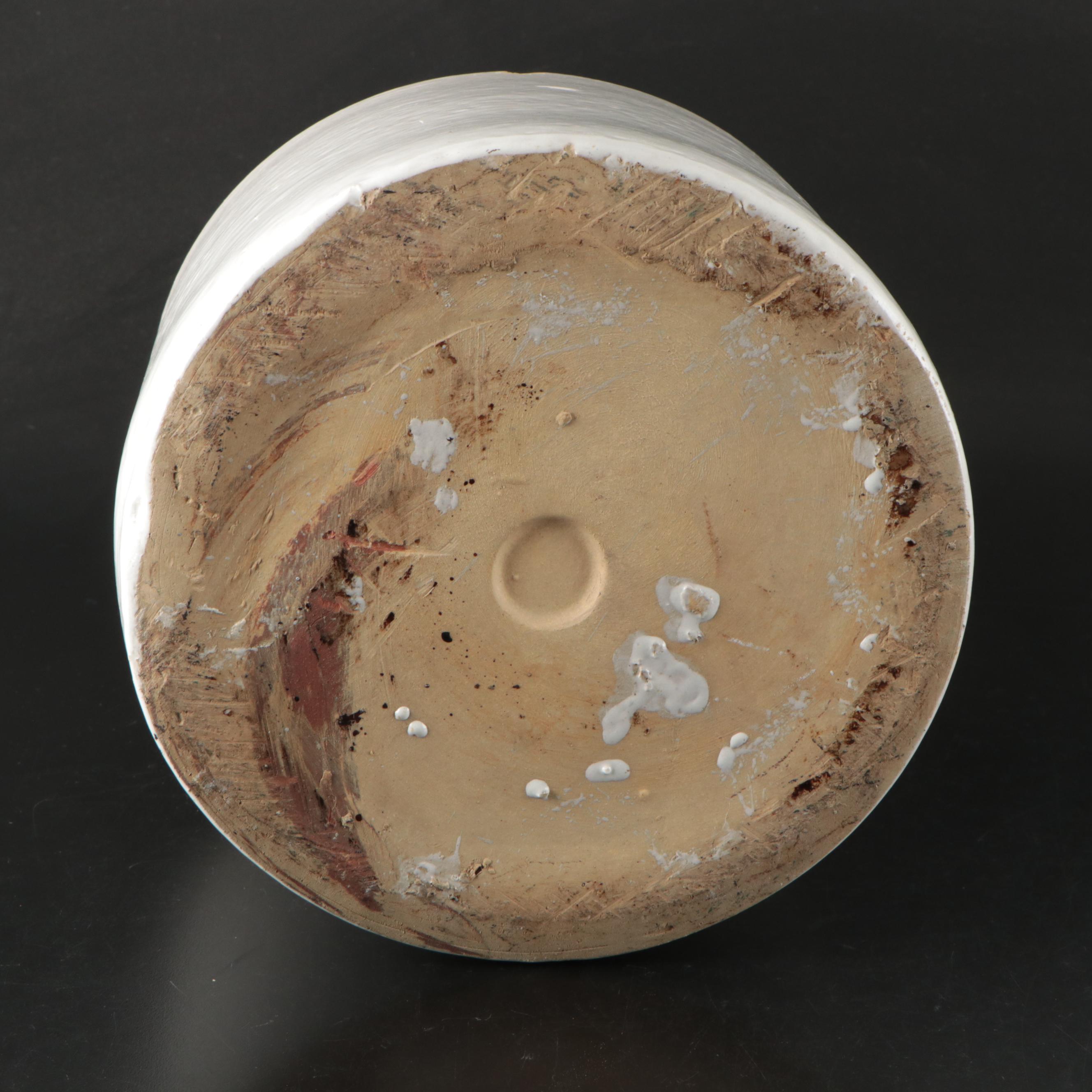 Salt Glazed Stoneware Crock with Ceramic and Plastic Planters