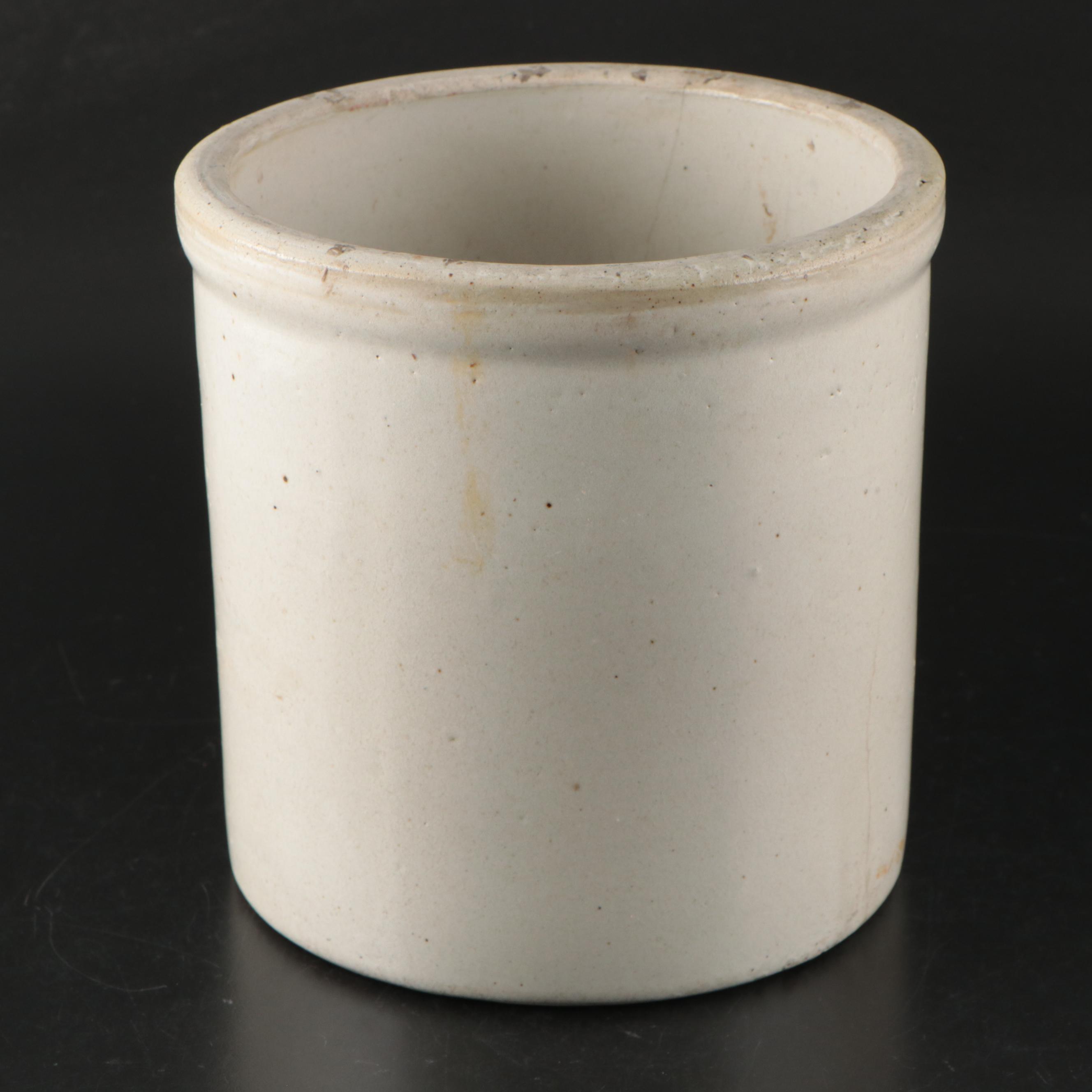 Salt Glazed Stoneware Crock with Ceramic and Plastic Planters