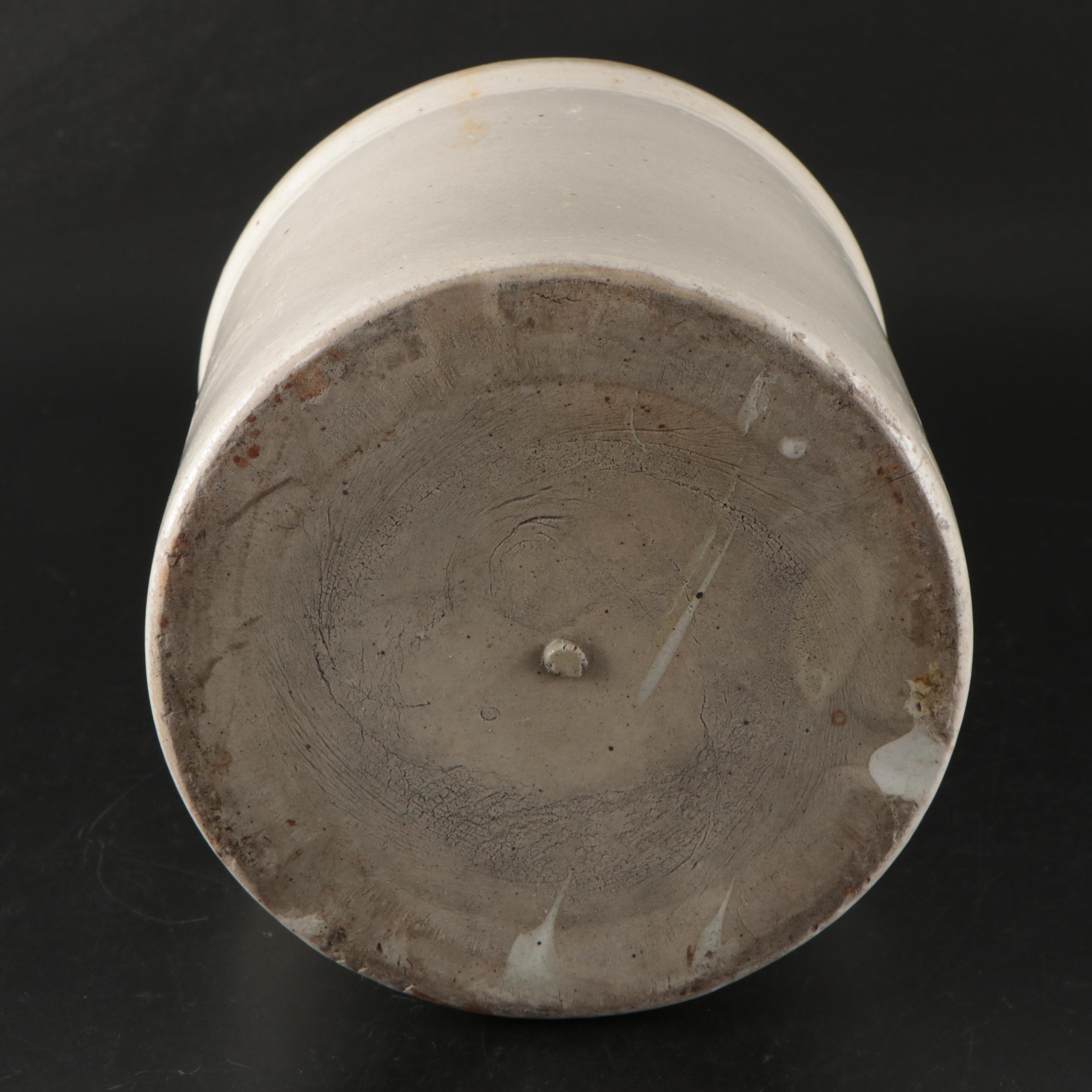 Salt Glazed Stoneware Crock with Ceramic and Plastic Planters