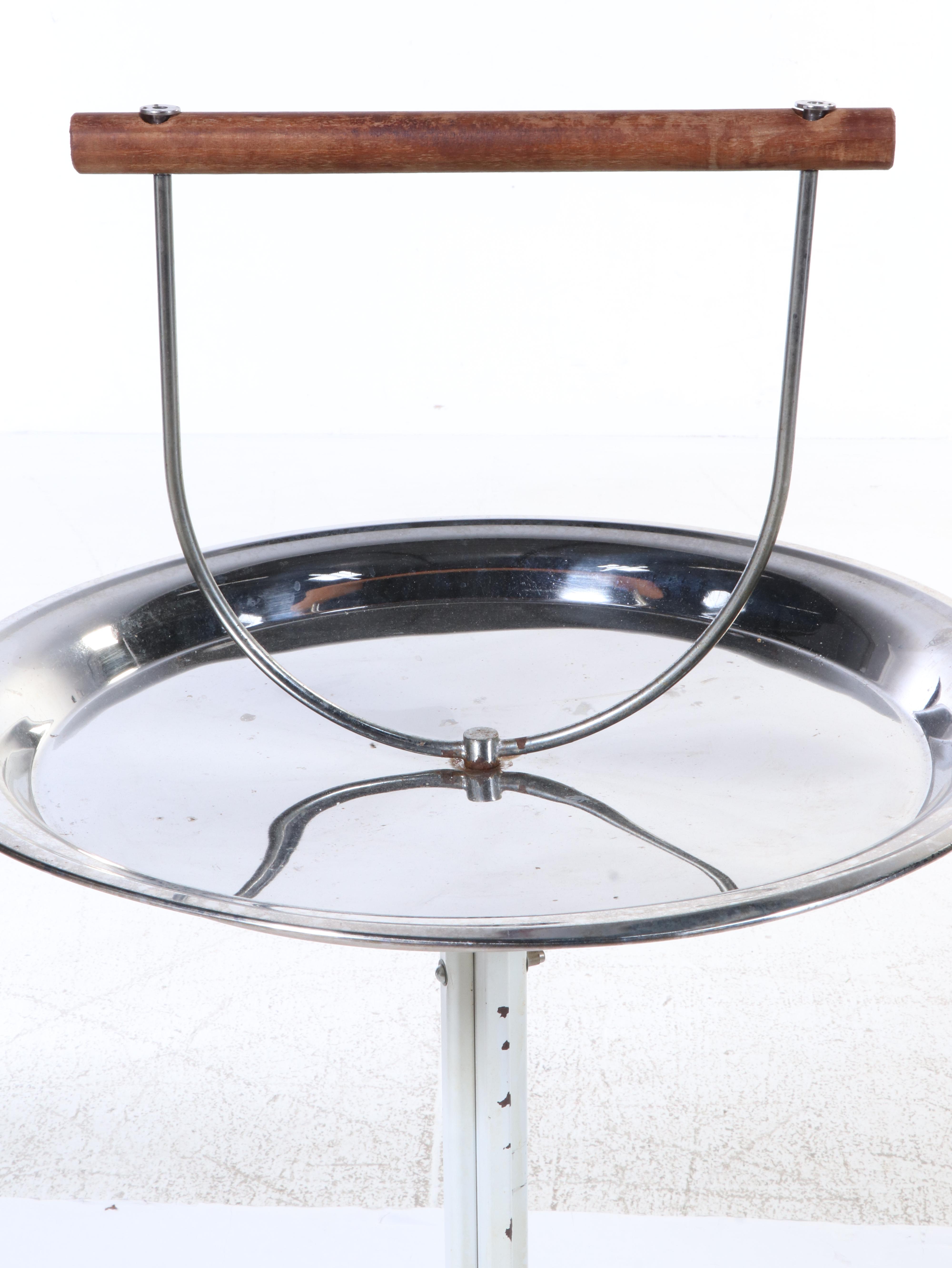 Mid Century Modern Style Metal and Wood Bird Perch Stands