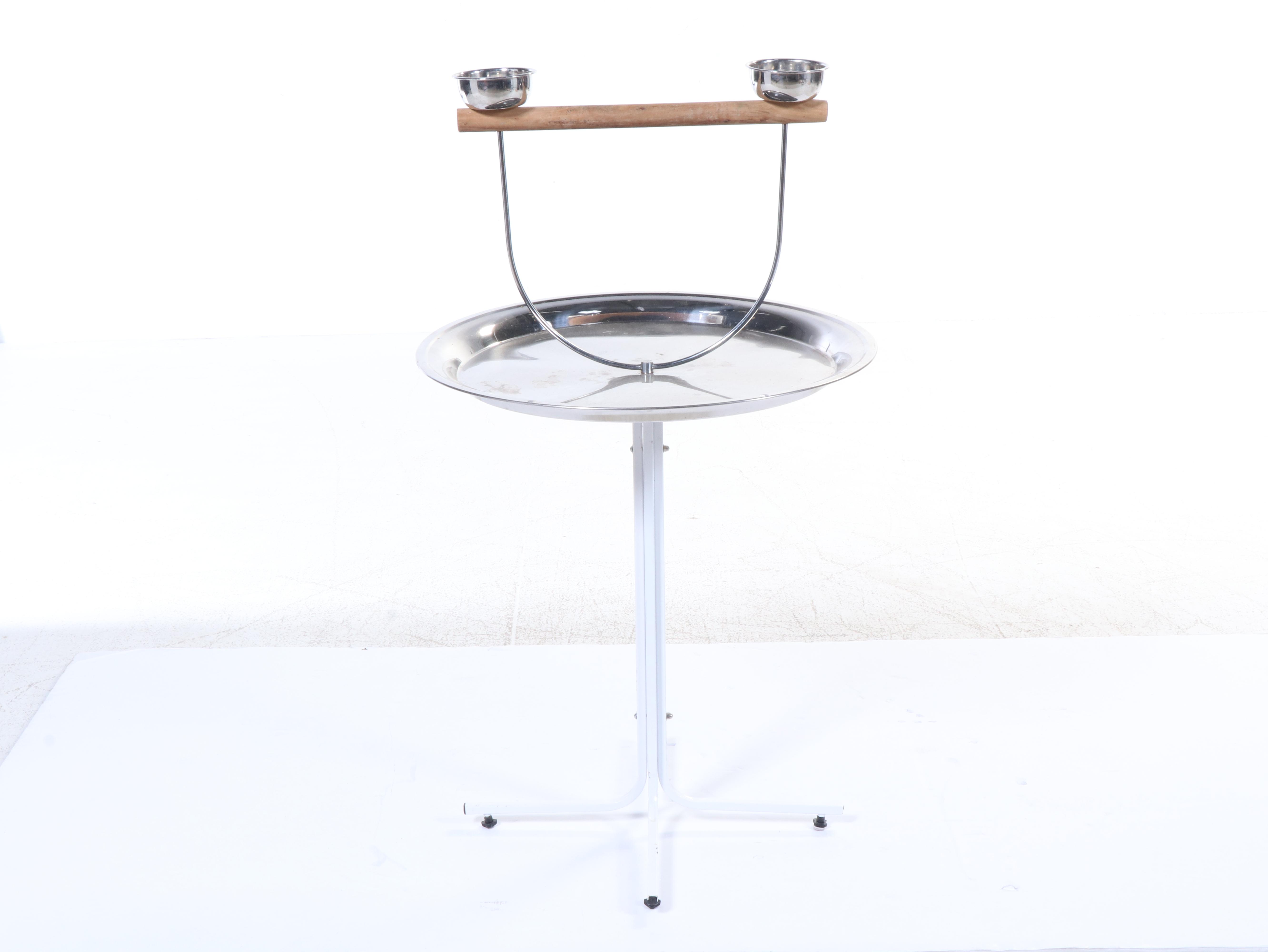 Mid Century Modern Style Metal and Wood Bird Perch Stands