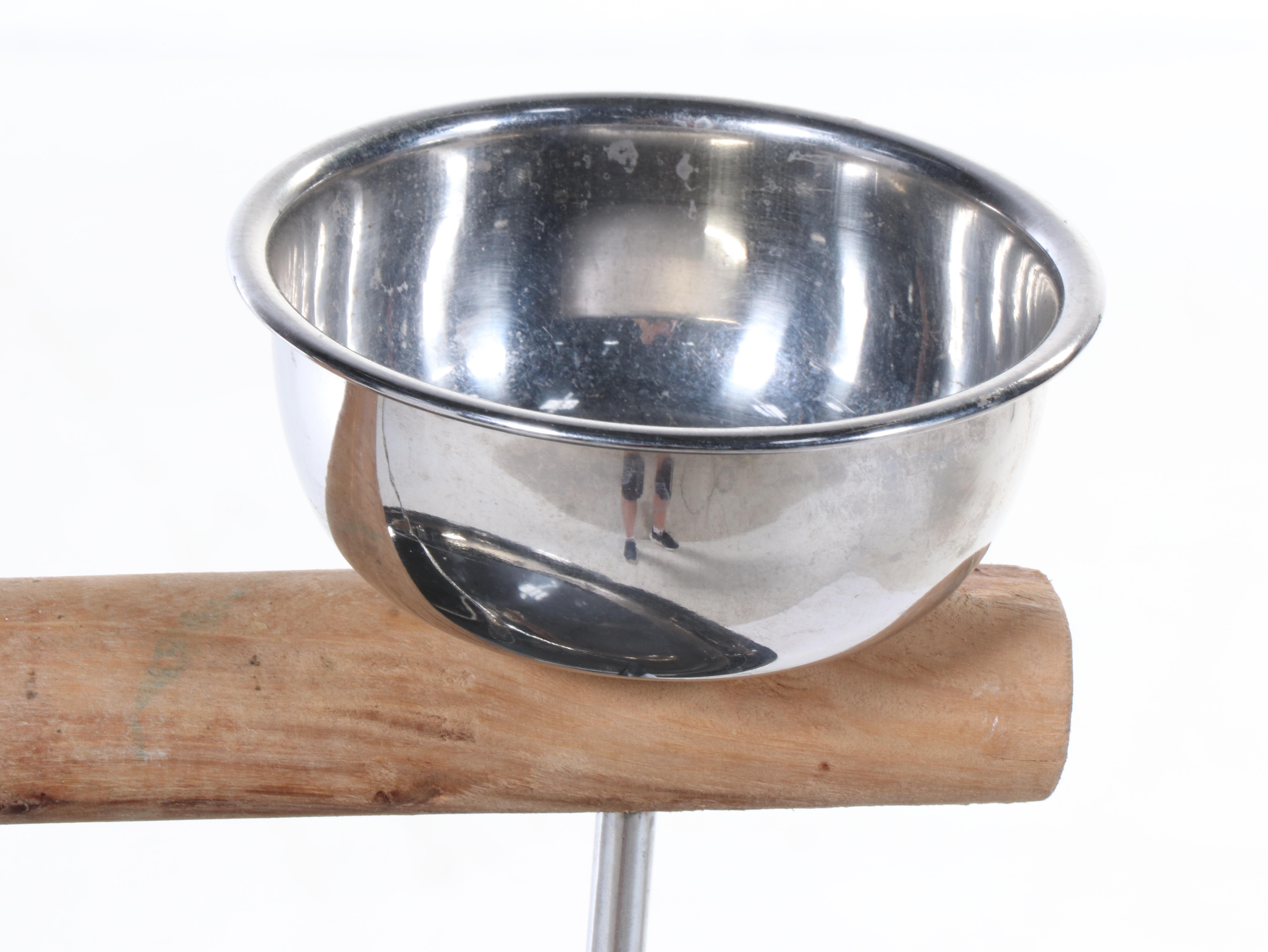 Mid Century Modern Style Metal and Wood Bird Perch Stands