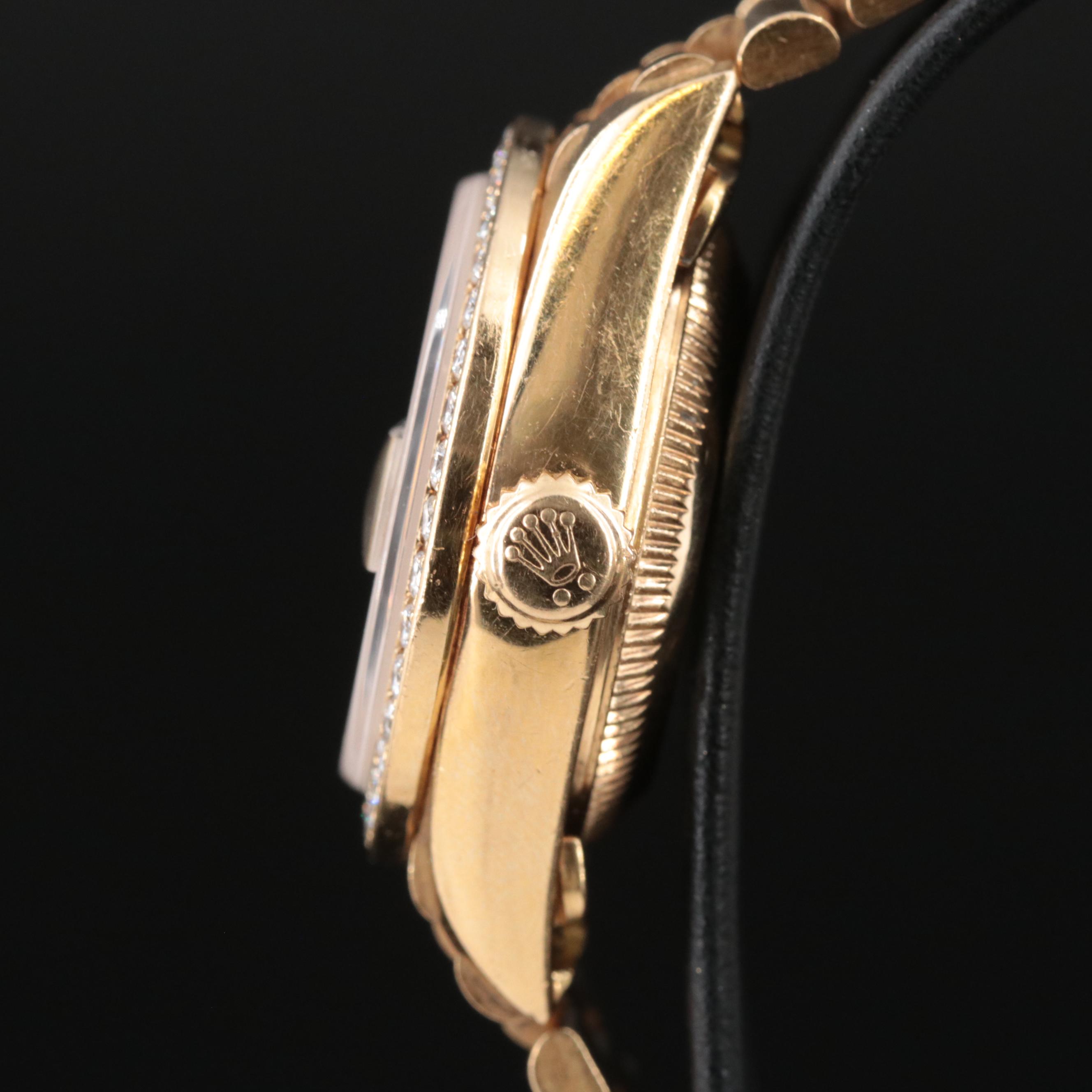 1999 18K Rolex Custom Diamond Dial and Bezel Datejust President Watch