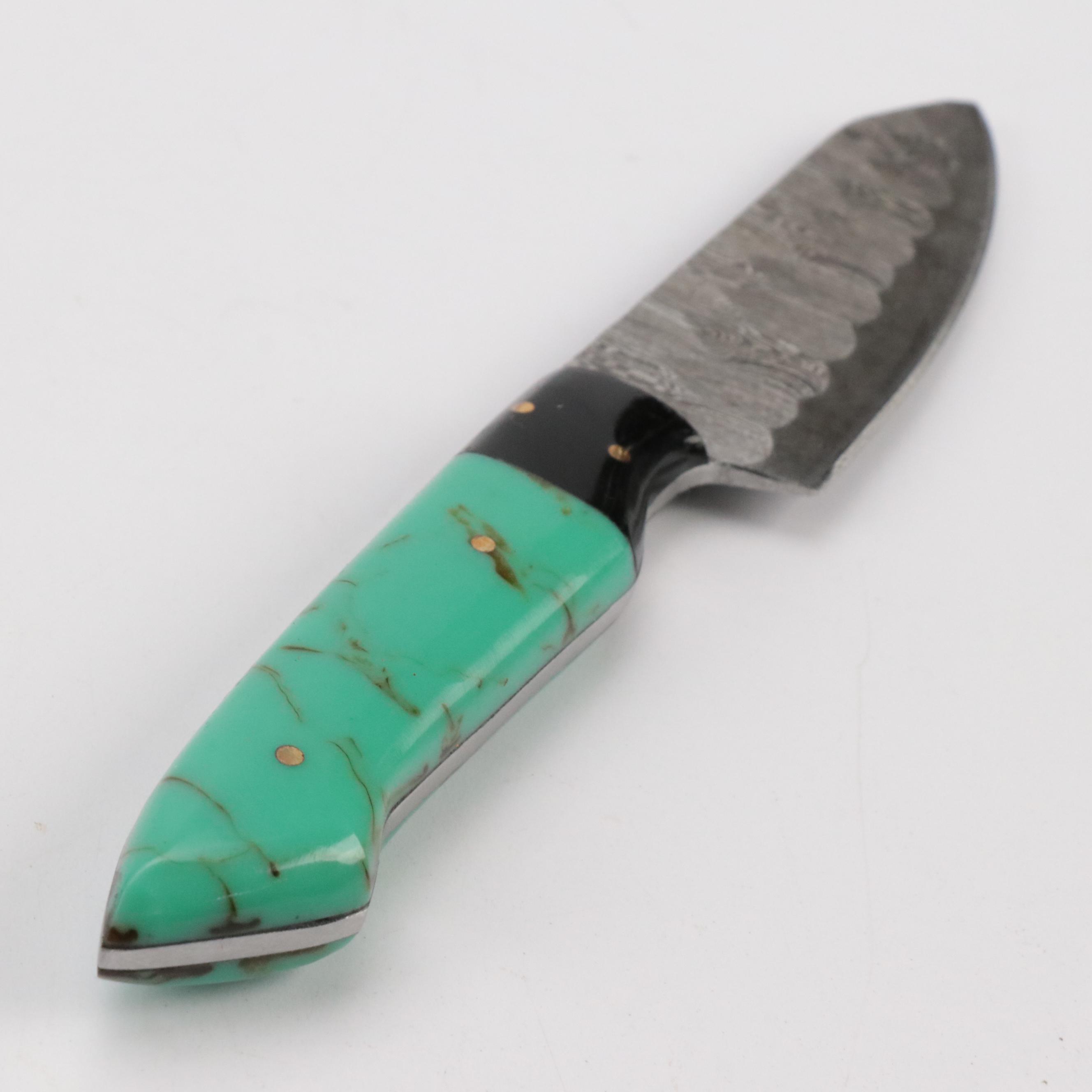 Handcrafted Damascus Steel Knife Set with Leather Knife Roll