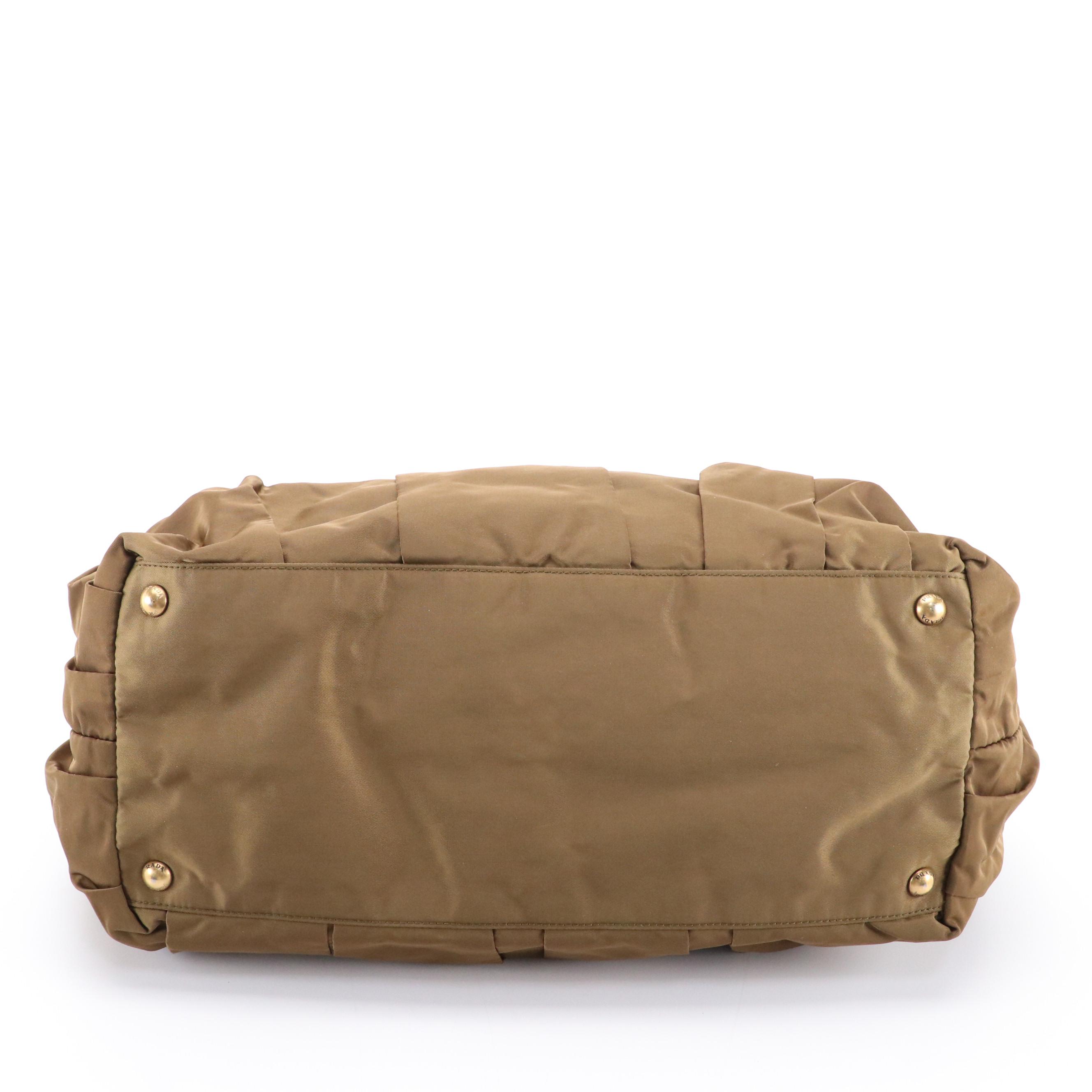 Prada Top-Handle Satchel Tote in Brown Tessuto Gaufré Nylon and Leather Trim