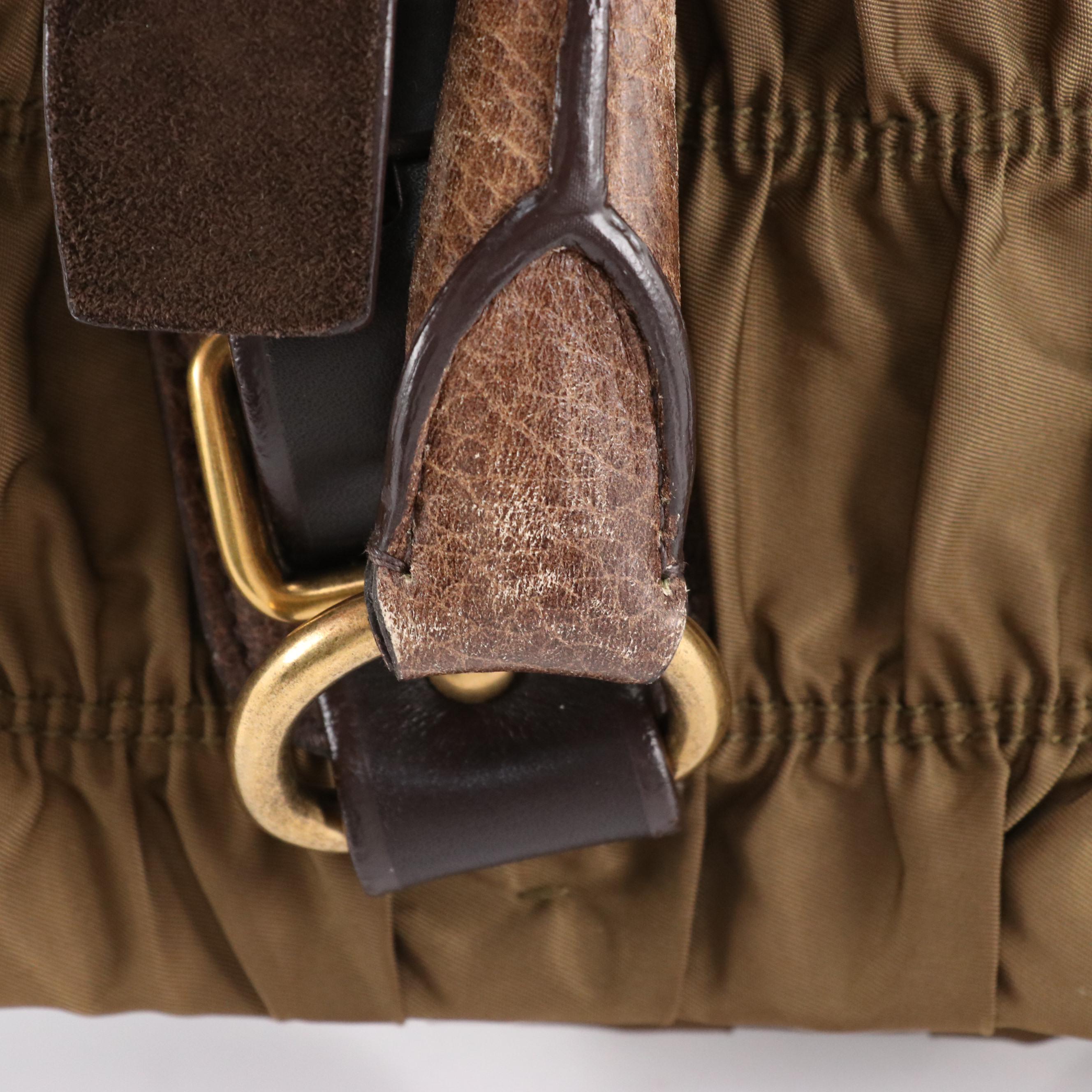Prada Top-Handle Satchel Tote in Brown Tessuto Gaufré Nylon and Leather Trim