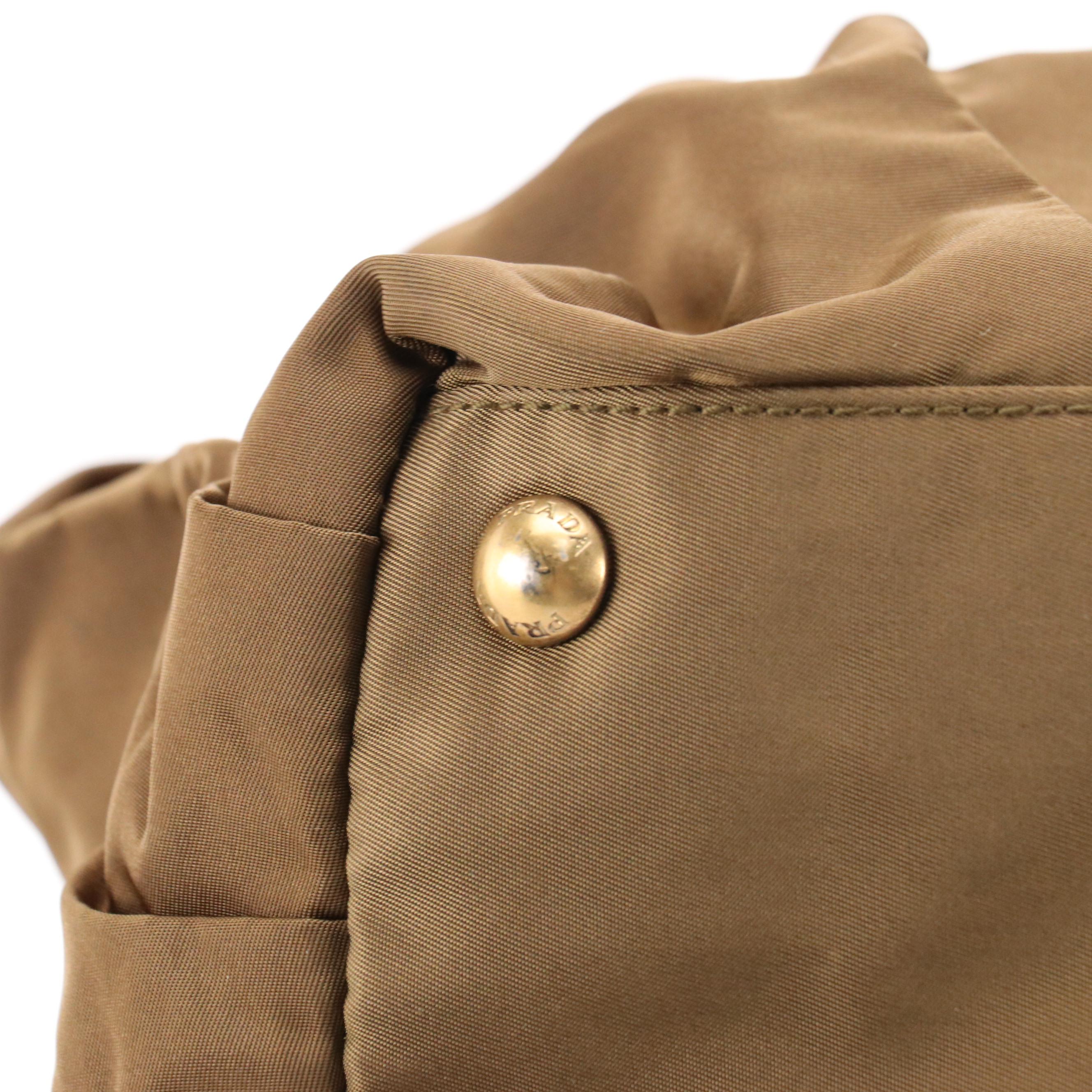 Prada Top-Handle Satchel Tote in Brown Tessuto Gaufré Nylon and Leather Trim