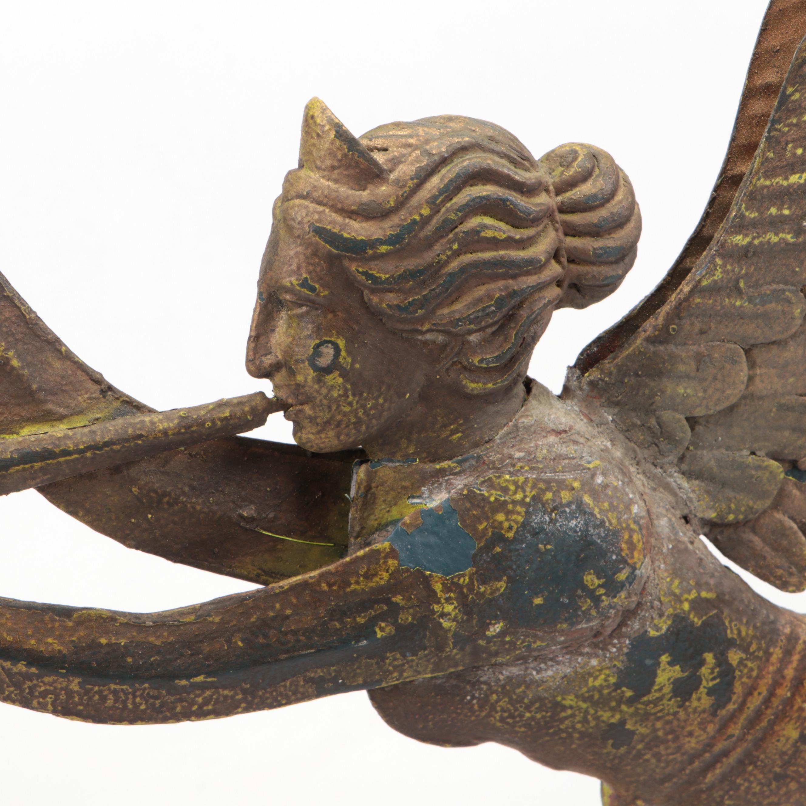 Folk Art Style Trumpeting Angel Weather Vane