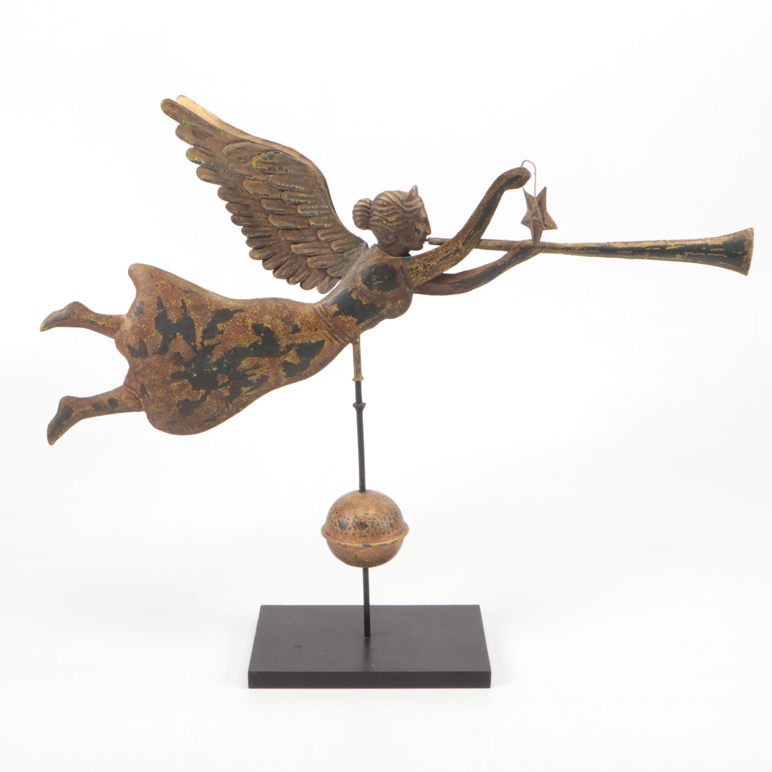 Folk Art Style Trumpeting Angel Weather Vane