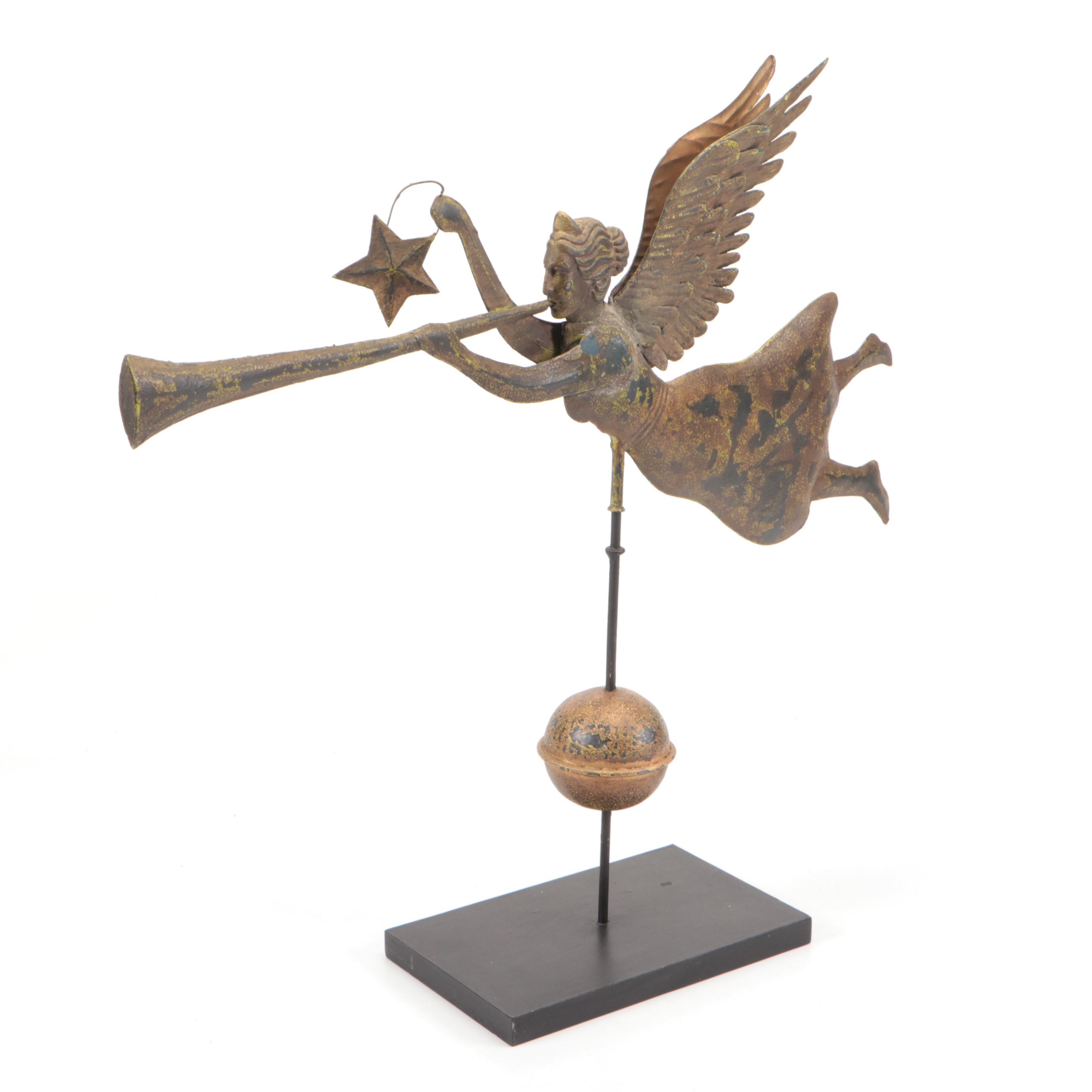 Folk Art Style Trumpeting Angel Weather Vane