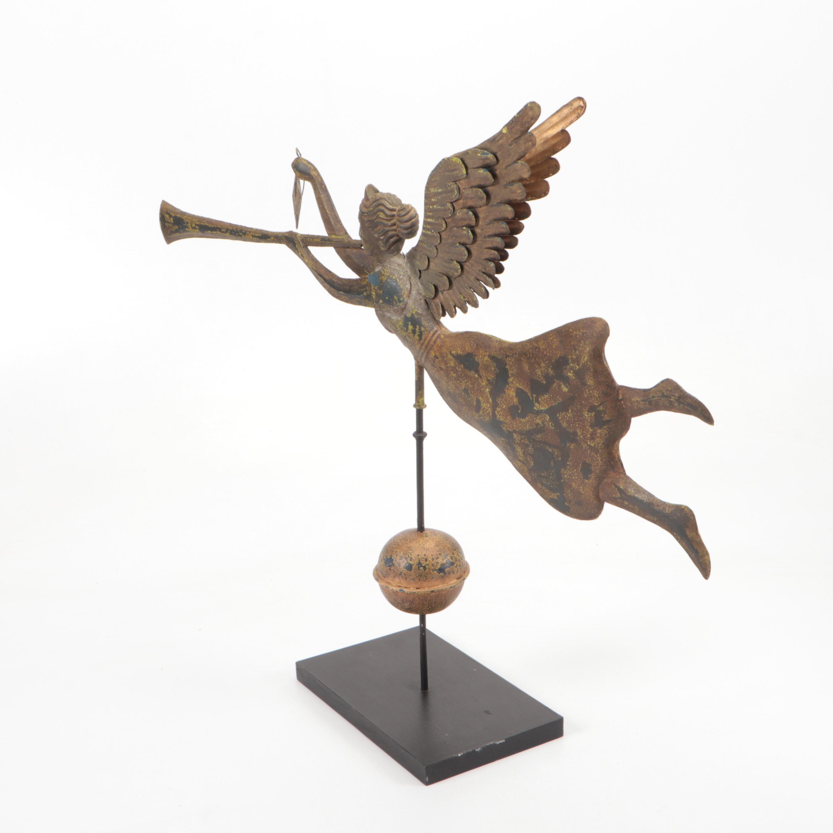 Folk Art Style Trumpeting Angel Weather Vane