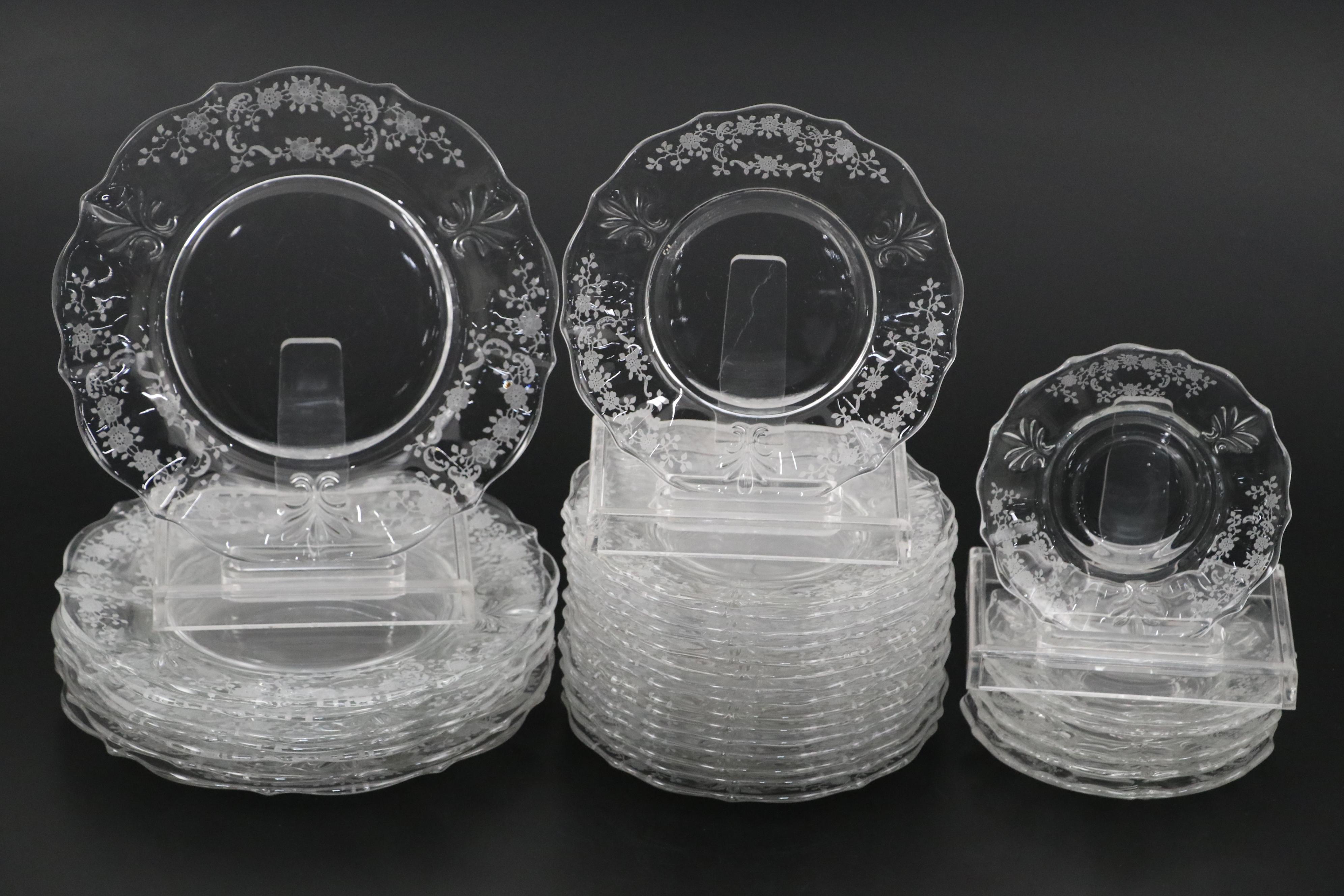 Fostoria "Meadow Rose" Glass Dinnerware, 1936–1975