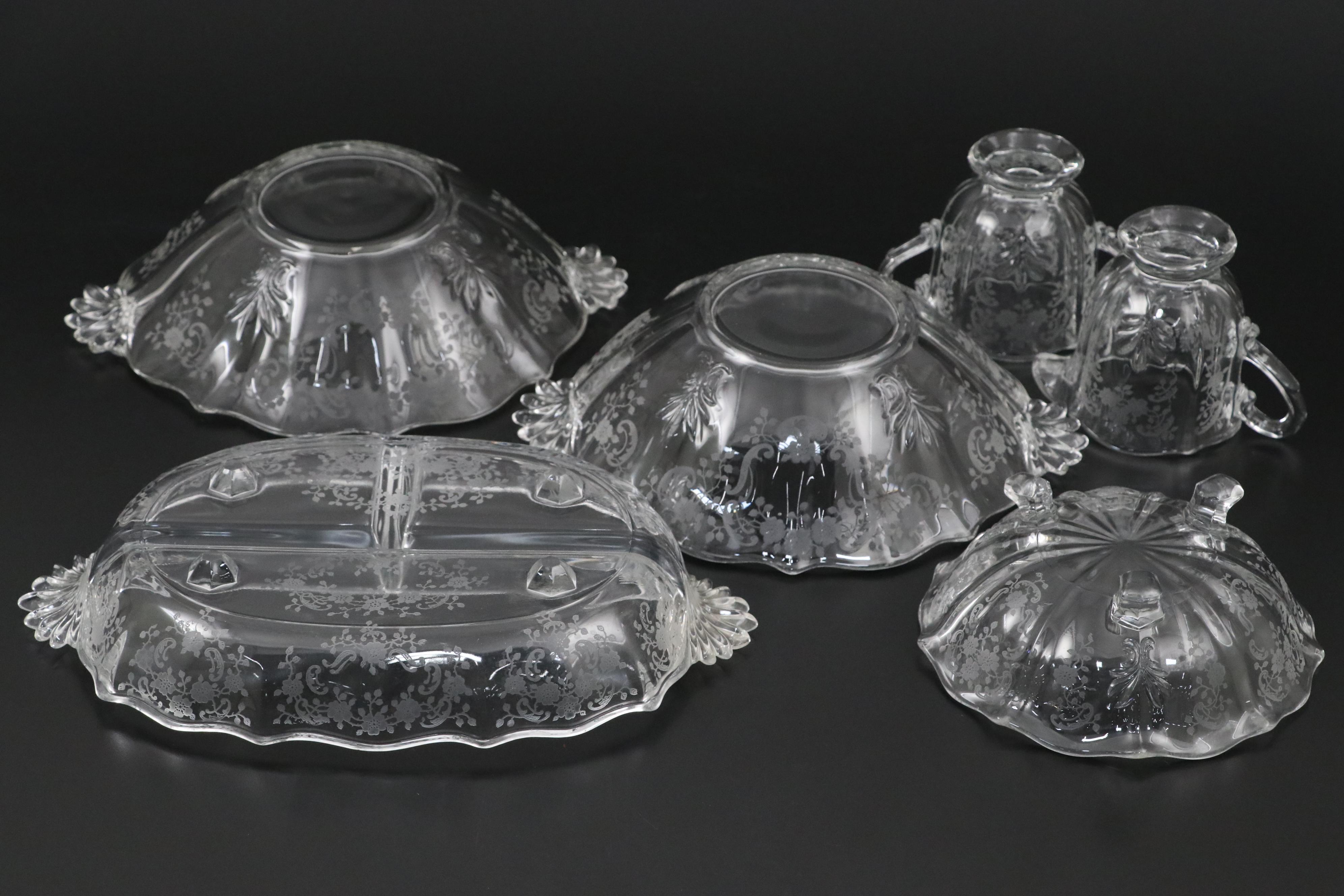 Fostoria "Meadow Rose" Glass Dinnerware, 1936–1975