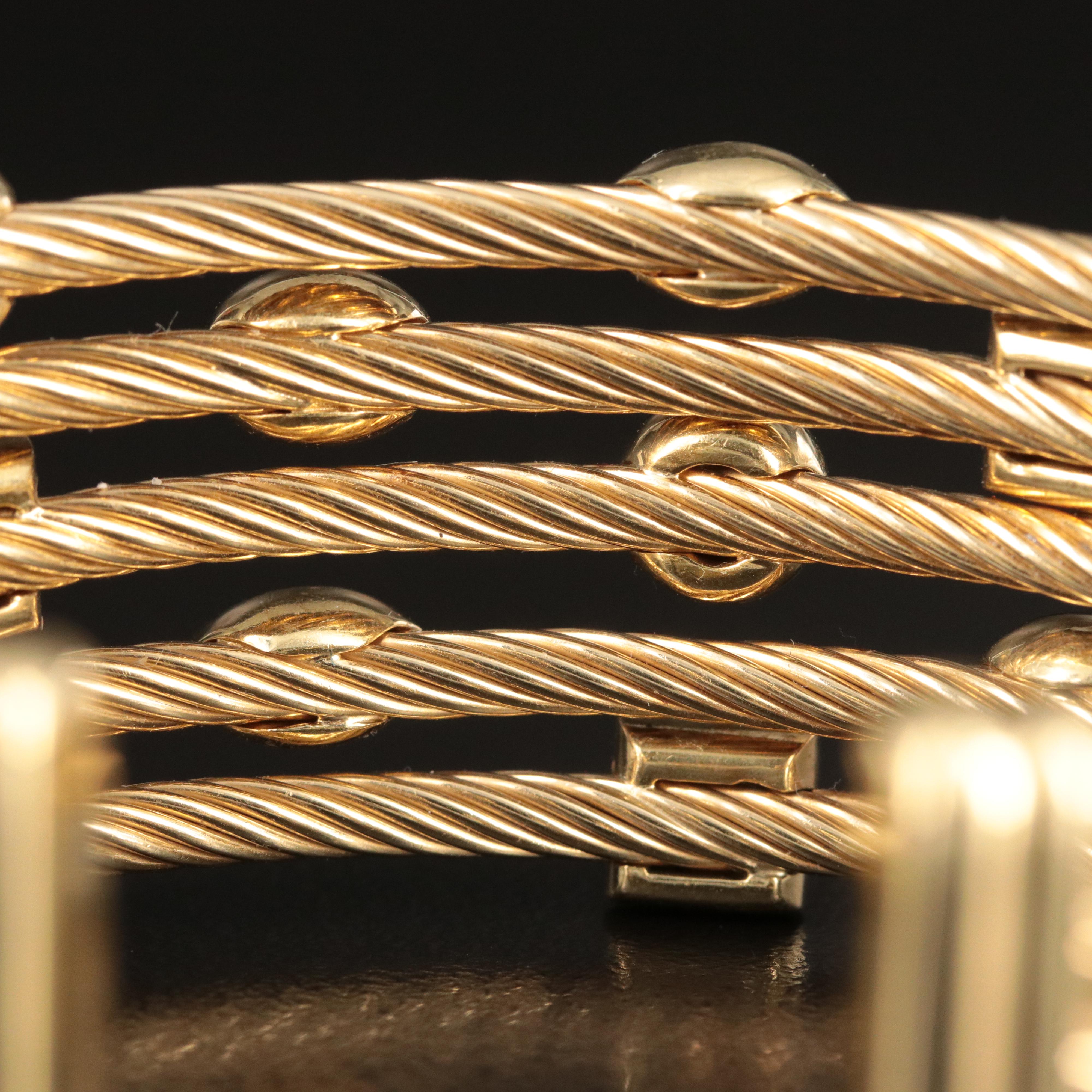 David Yurman Confetti Cable 18K 1.00 CTW Diamond Five Row Cuff Bracelet