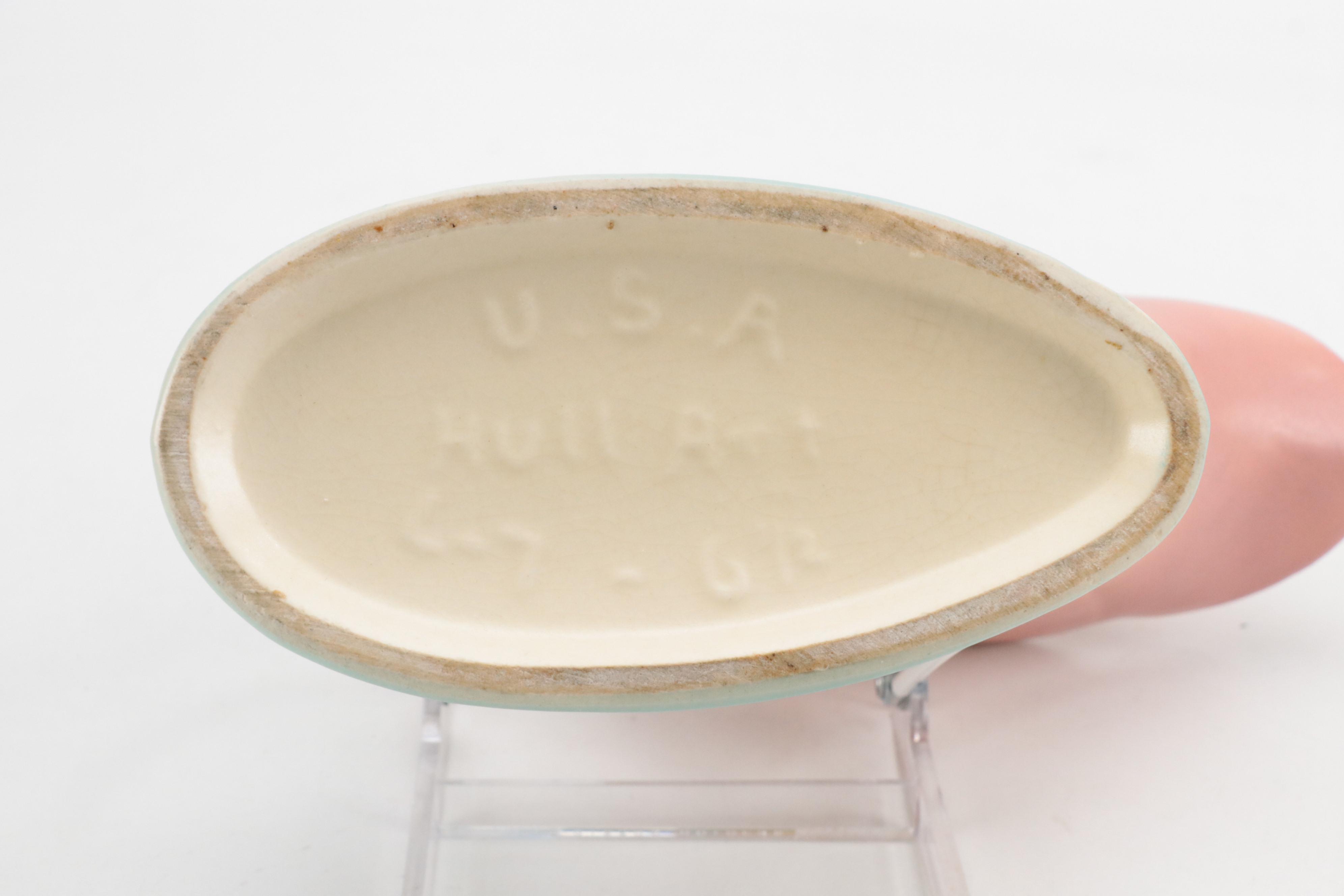 Hull Art Pottery "Water Lily Pink Turquoise" Ceramic Cornucopia Vase, 1948–1949