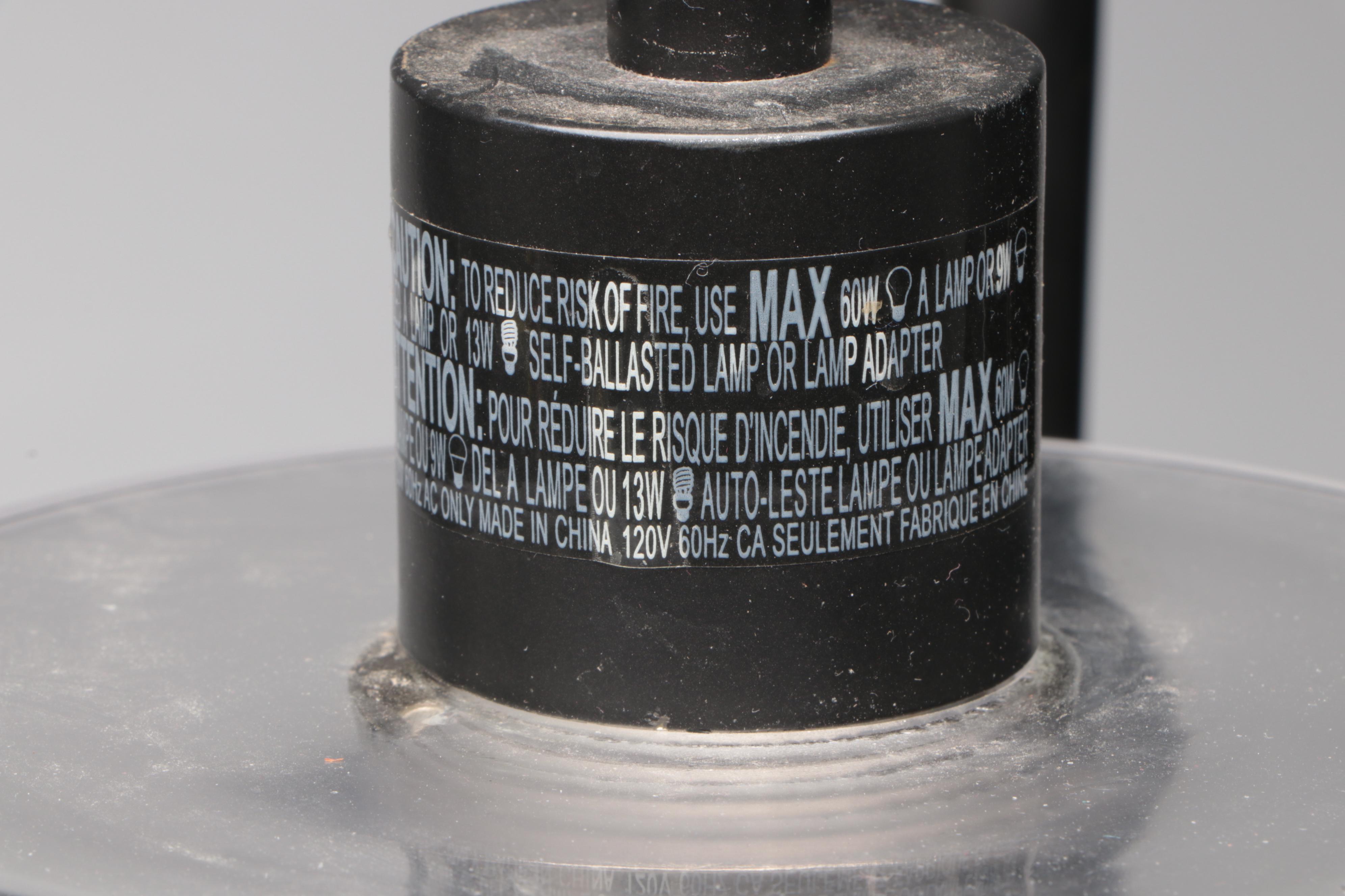 Ralph Lauren Glass Table Lamp, West Elm Jar Desk Lamp, Maxim Small Spotlight