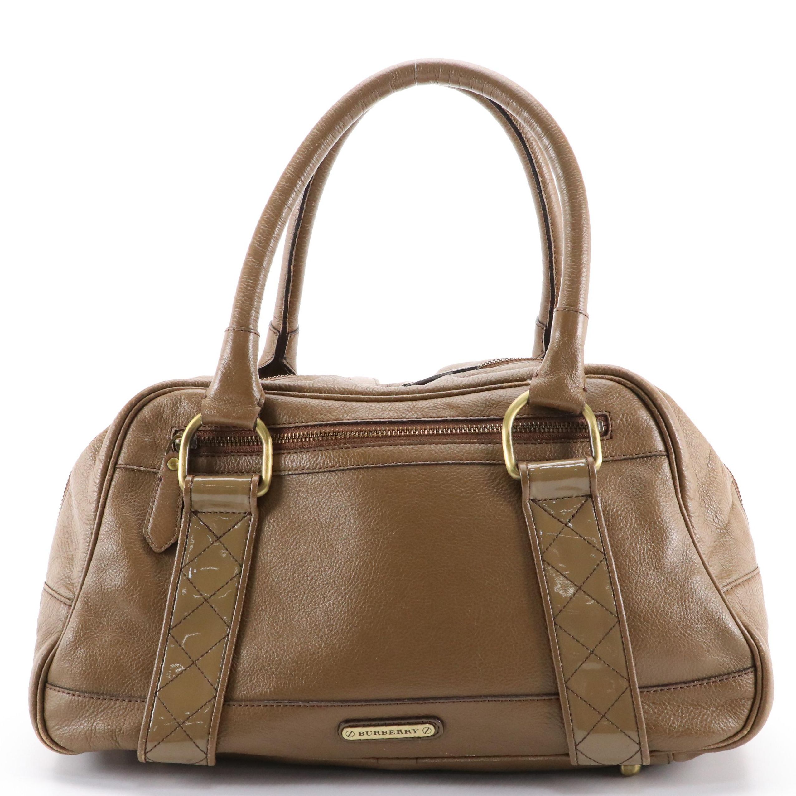 Burberry Shoulder Bag in Leather with Patent Leather Trim