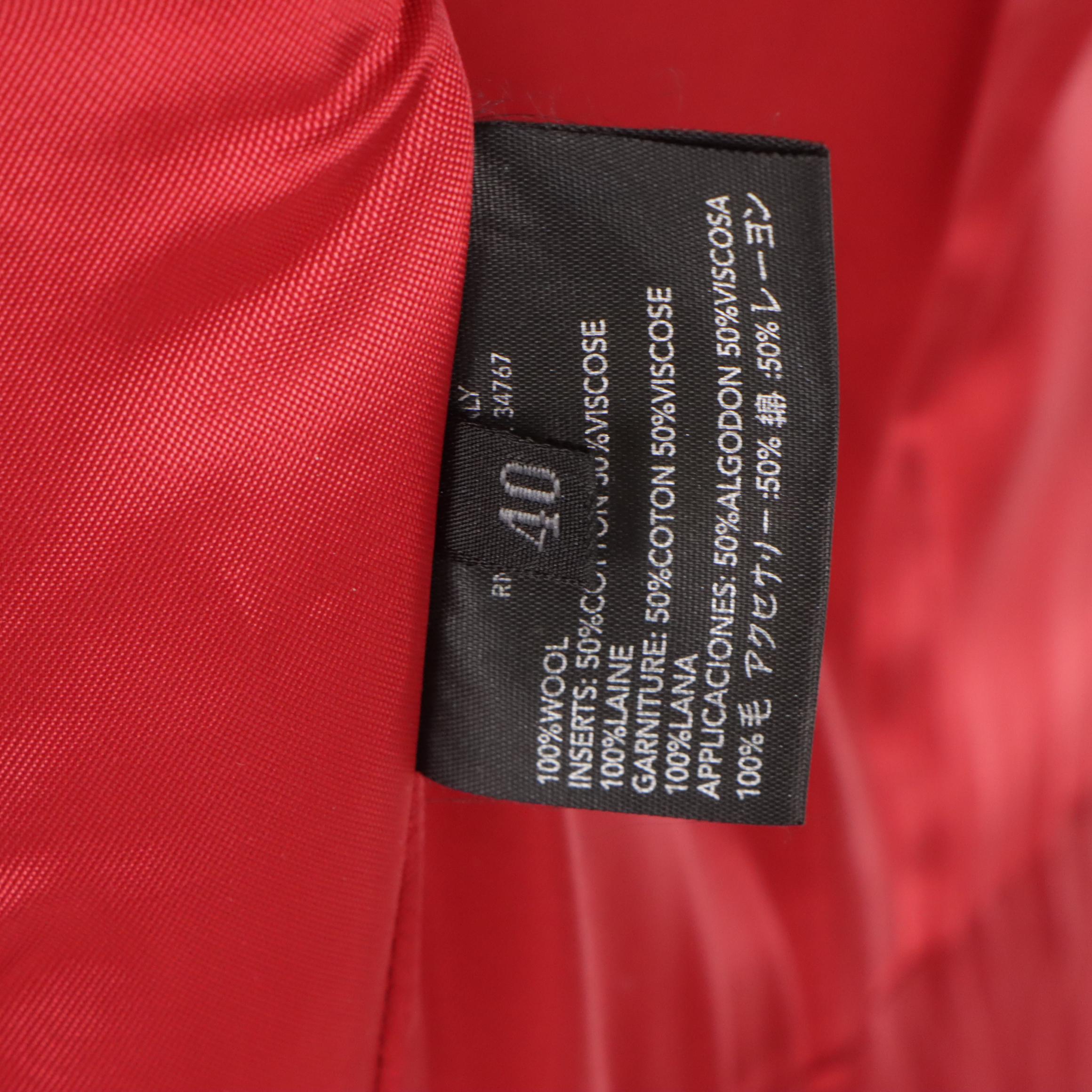 Prada Red Wool Sleeveless Dress and Matching Coat with Grosgrain Trim