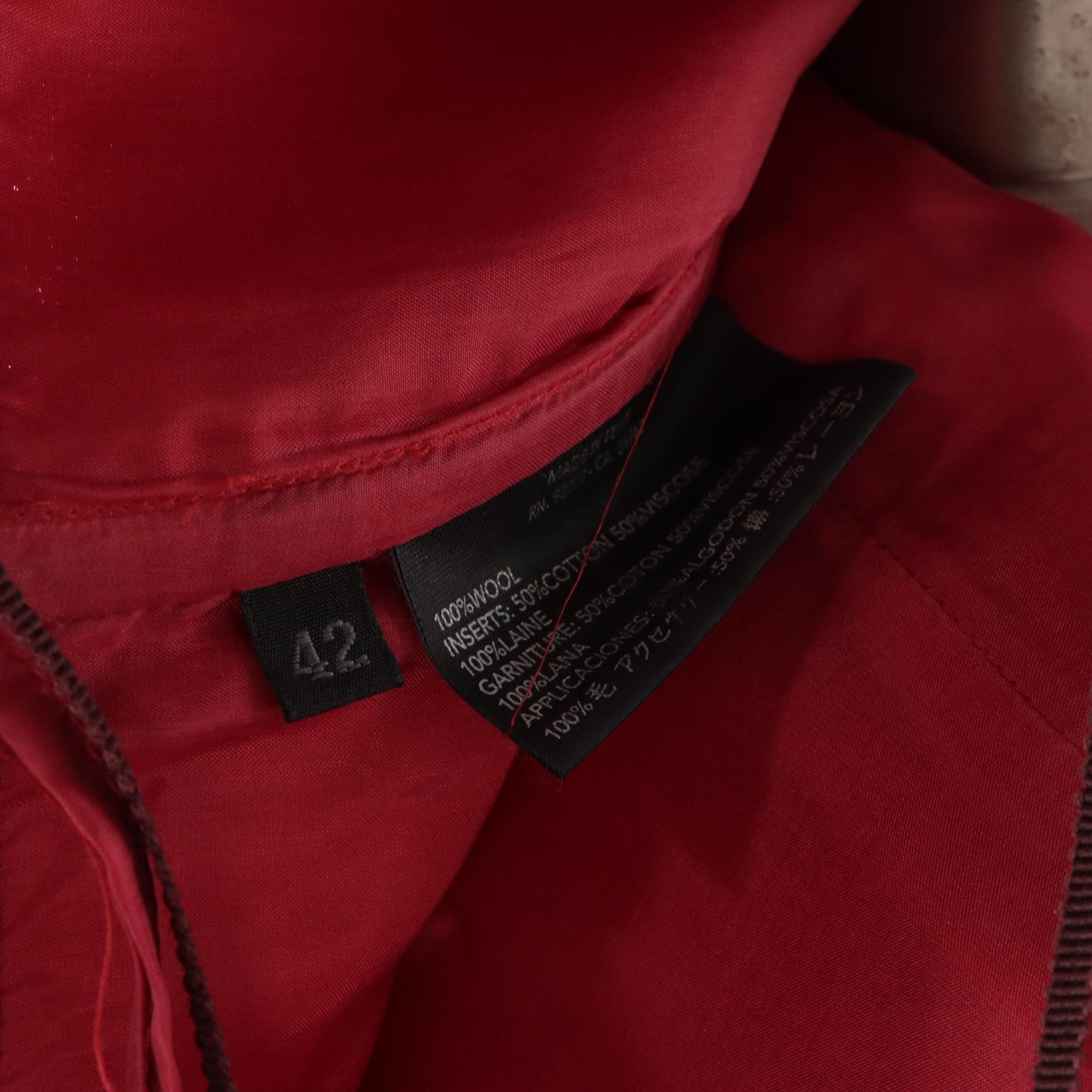 Prada Red Wool Sleeveless Dress and Matching Coat with Grosgrain Trim