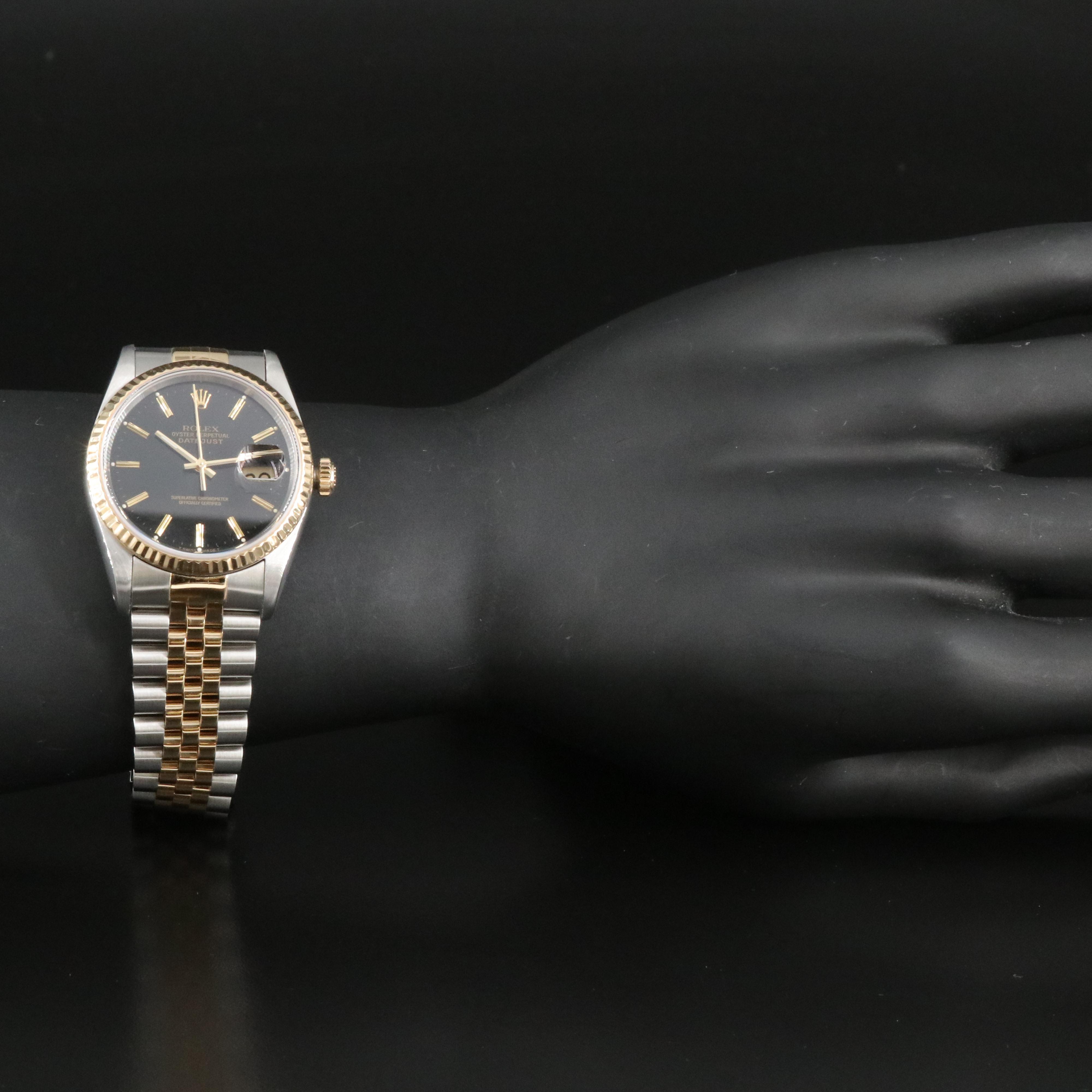 1991 Rolex Two-Tone Black Dial Datejust Watch