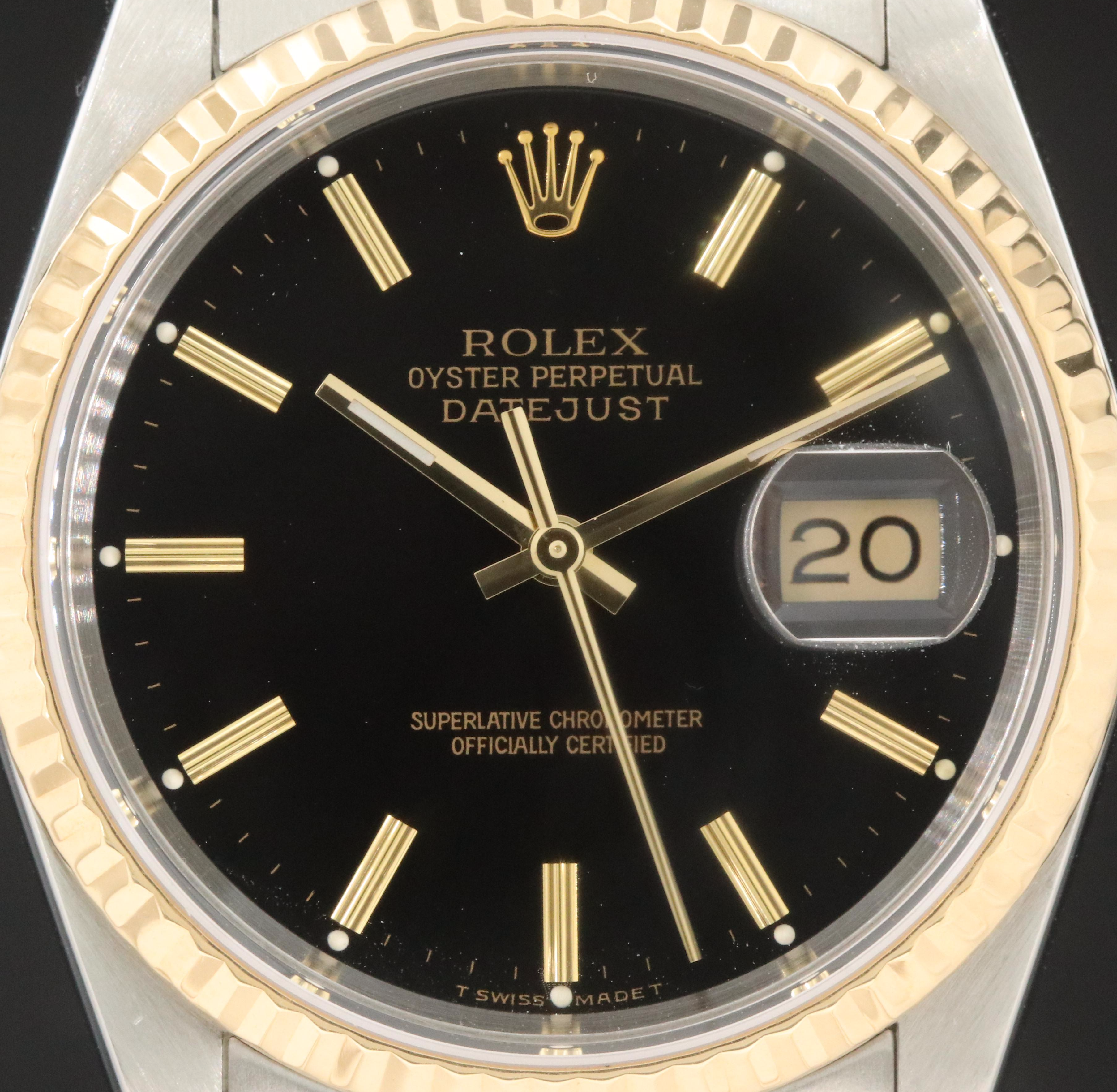 1991 Rolex Two-Tone Black Dial Datejust Watch