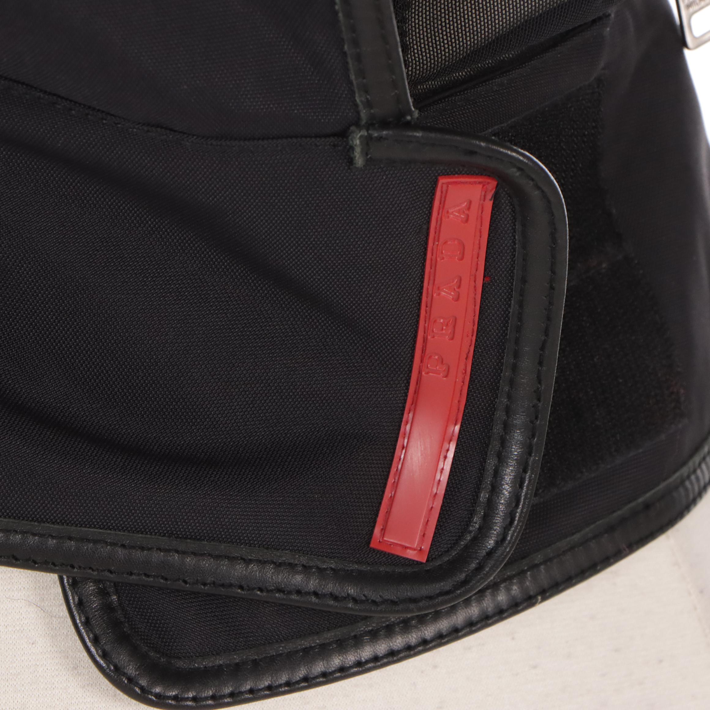 Prada Black Sleeveless Vest in Nylon Blend with Leather Trim and Zipper Detail