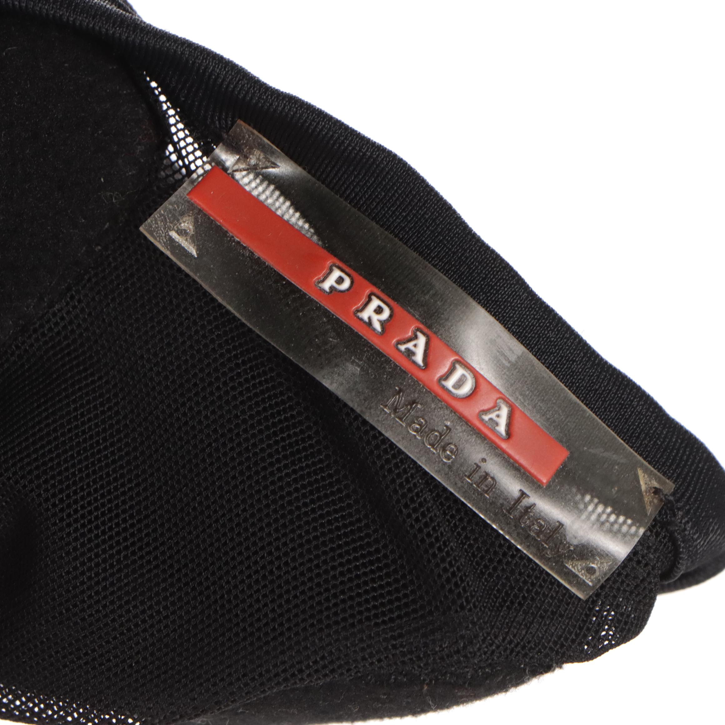 Prada Black Sleeveless Vest in Nylon Blend with Leather Trim and Zipper Detail