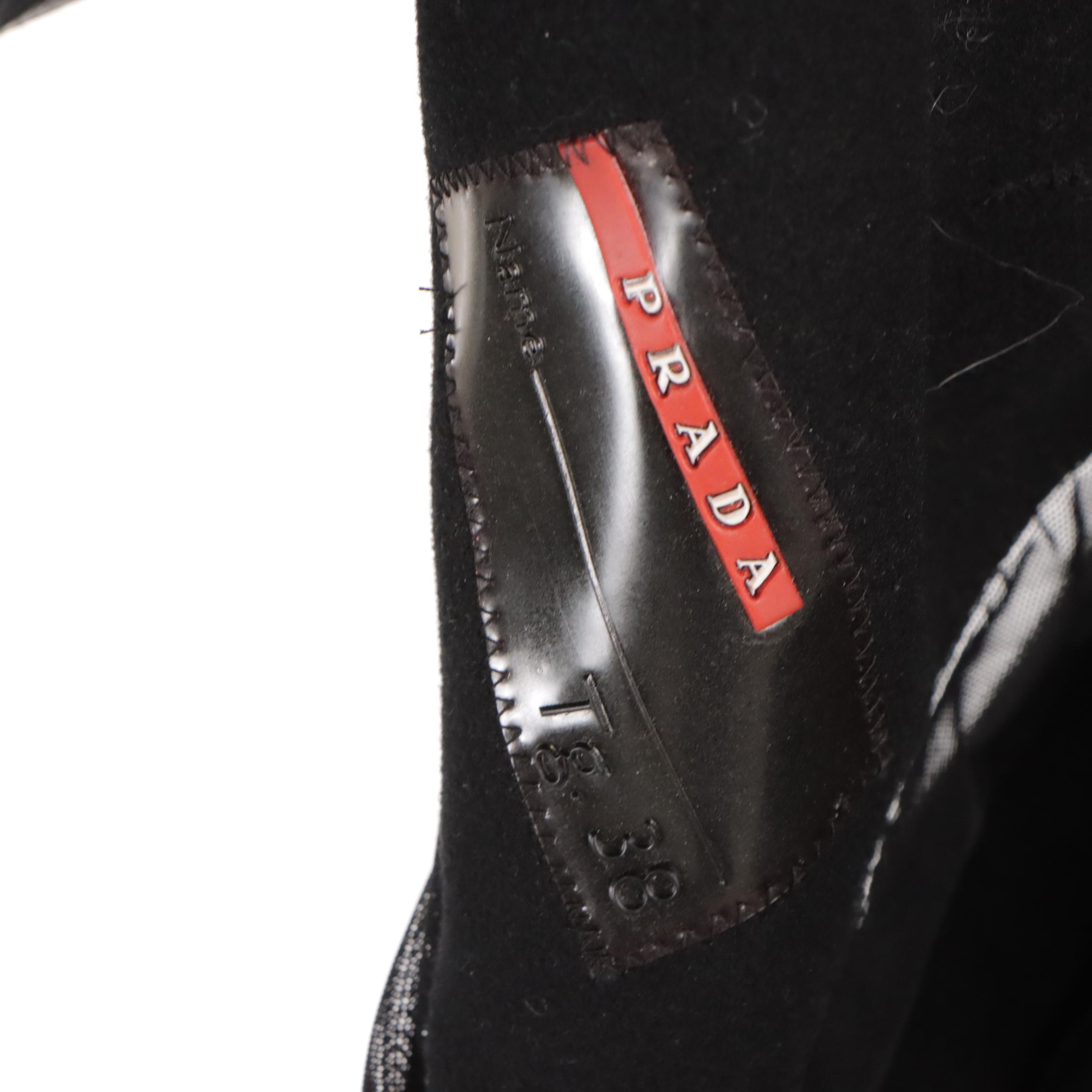 Prada Black Sleeveless Vest in Nylon Blend with Leather Trim and Zipper Detail