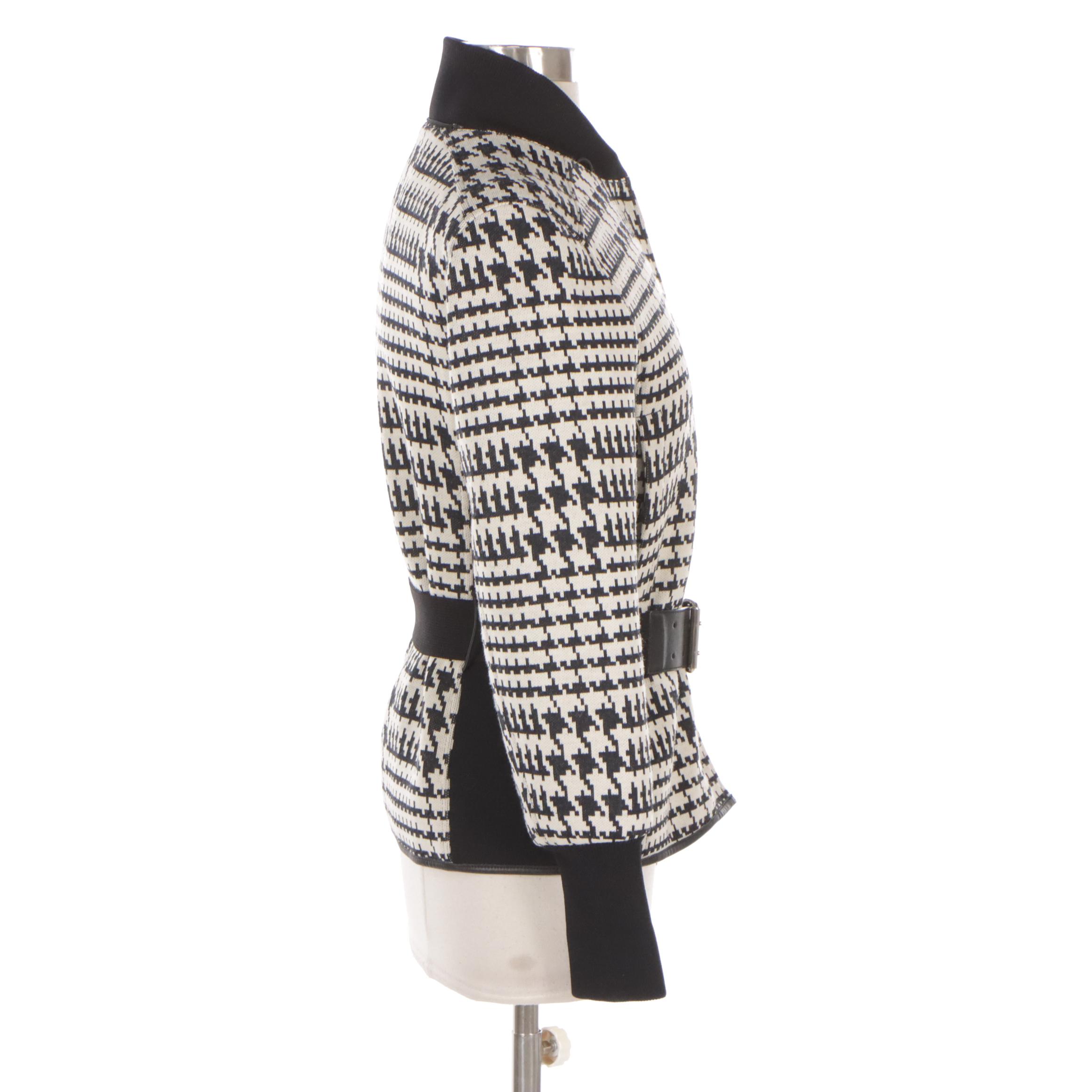 Prada Zip and Snap-Front Jacket in Polyester Blend and Nylon with Leather Trim