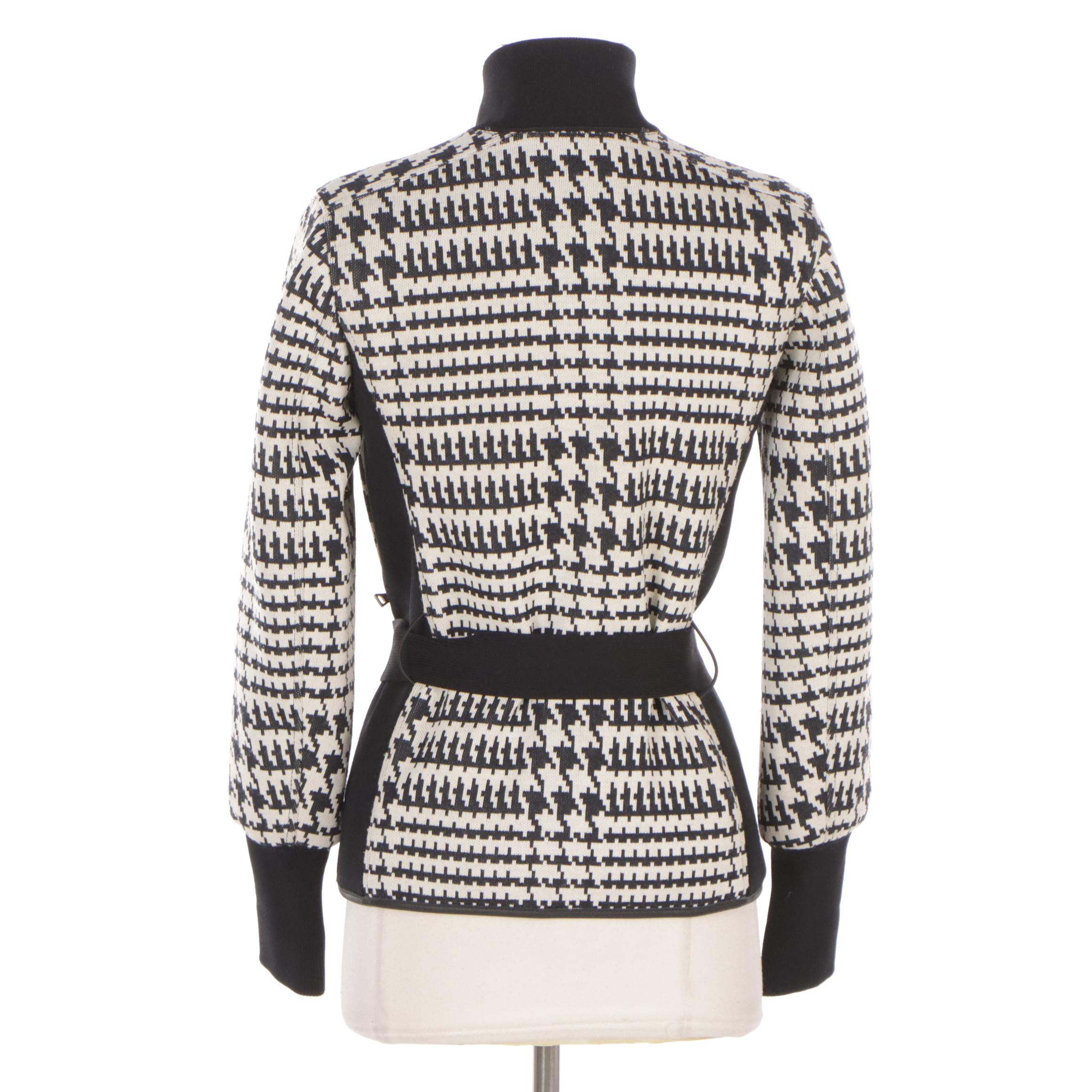 Prada Zip and Snap-Front Jacket in Polyester Blend and Nylon with Leather Trim