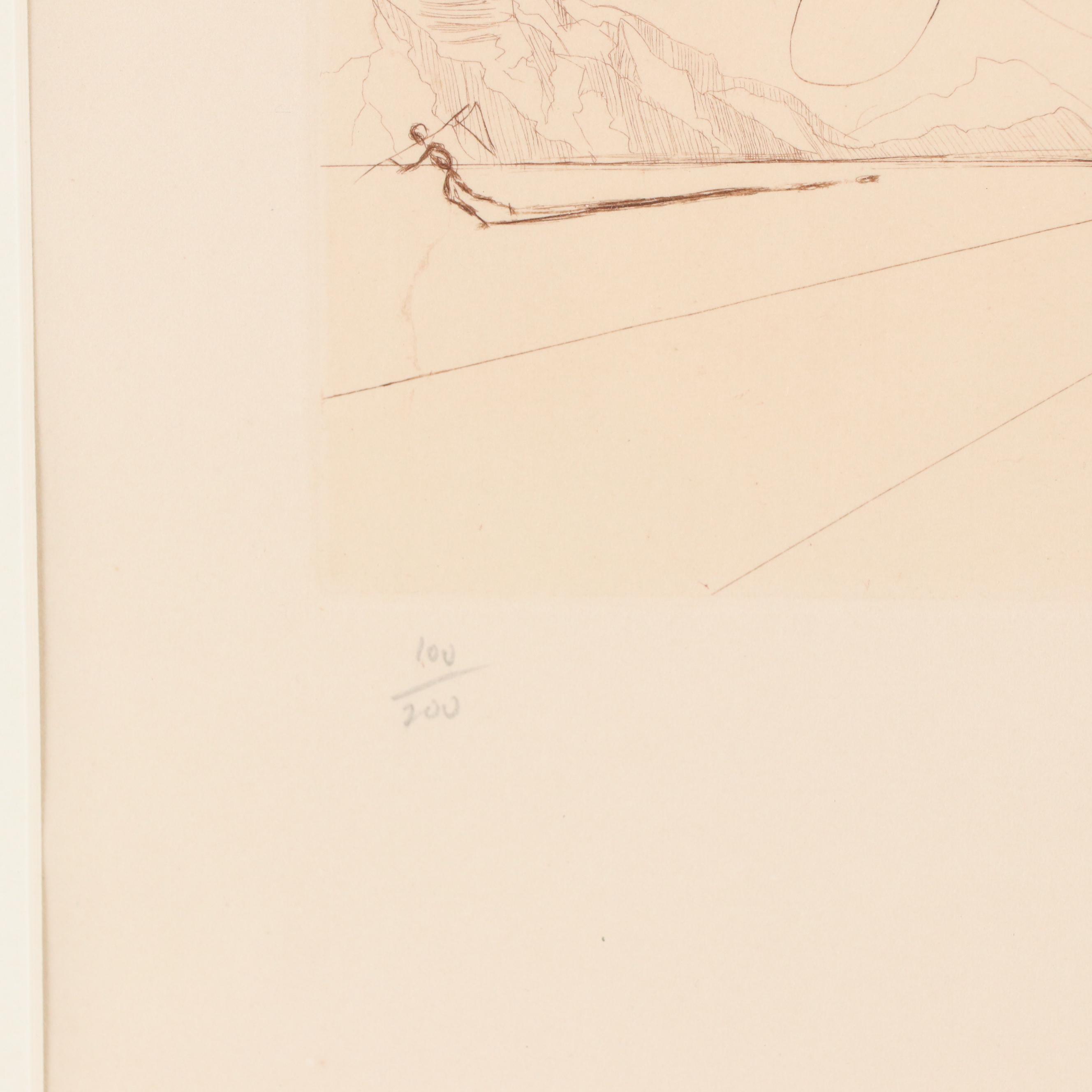 Salvador Dalí Second Edition Etching "Horseman," 1975
