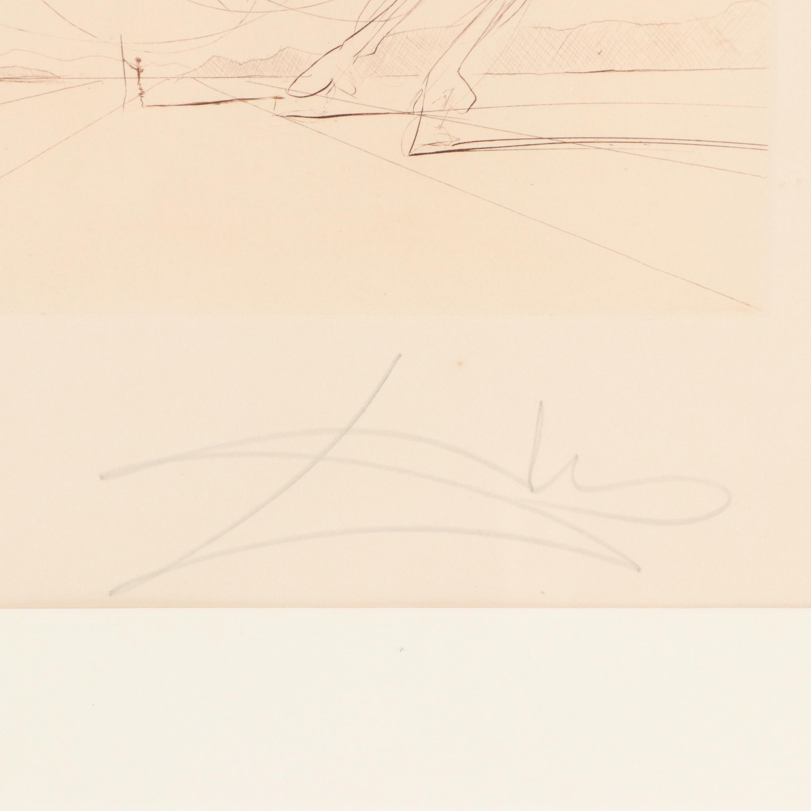 Salvador Dalí Second Edition Etching "Horseman," 1975